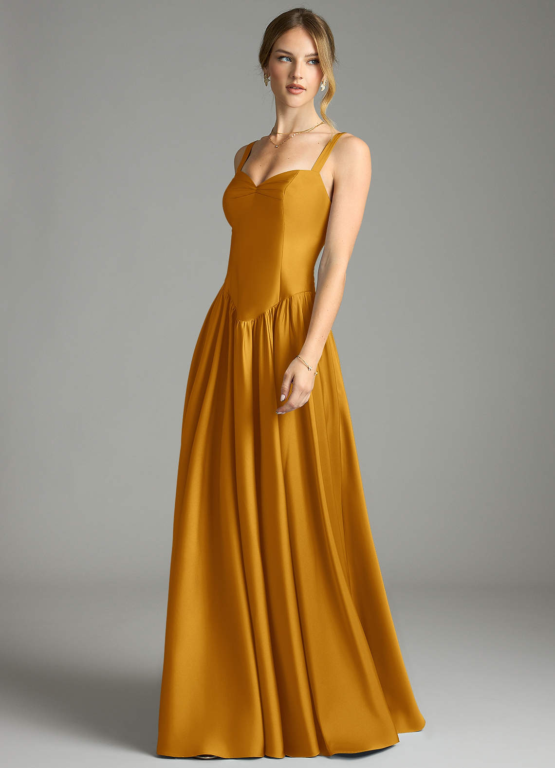 Evadina A-Line Sweetheart Stretch Satin Bridesmaid Dress in butterscotch