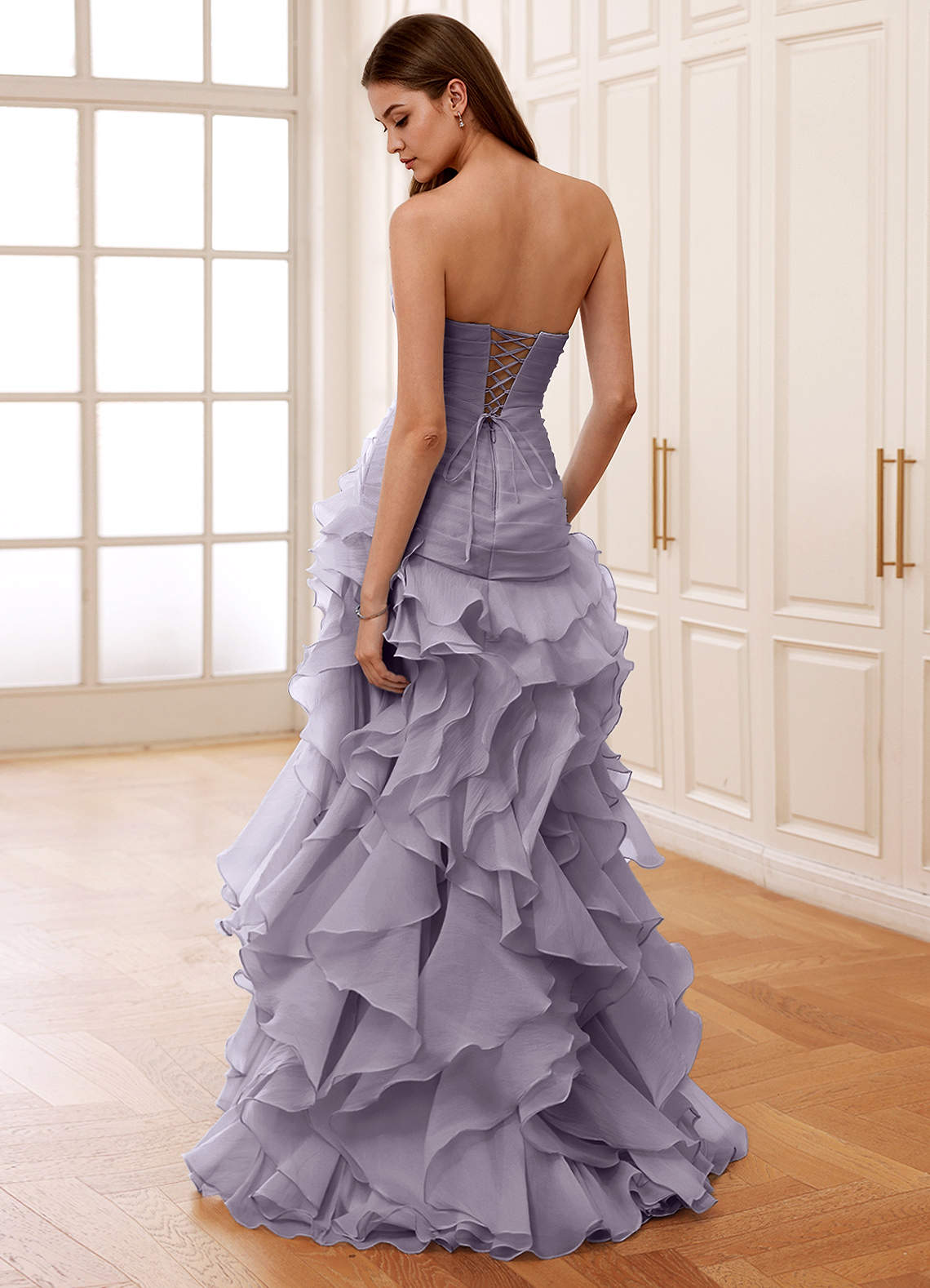 Christabelle Mermaid Sweetheart Chiffon Evening Dress in Wisteria