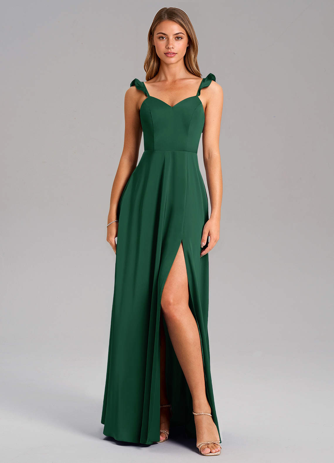 Everett A-Line V-Neck Chiffon Bridesmaid Dress in Dark Green