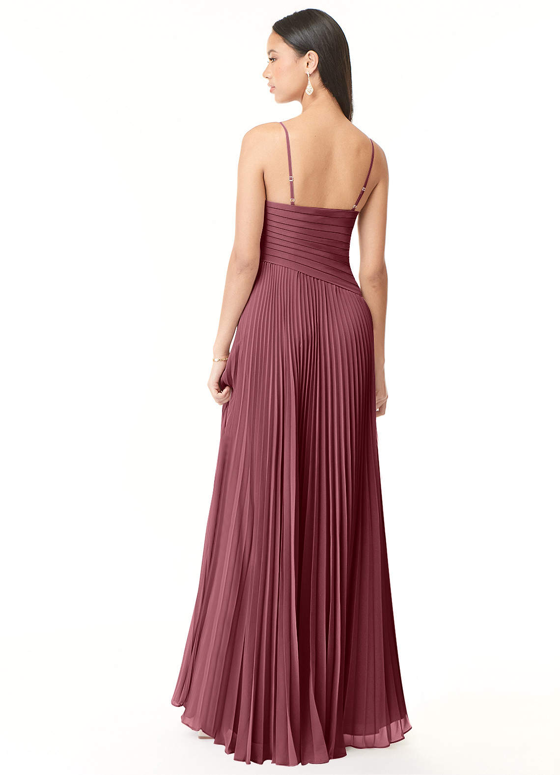Vini A-Line V-Neck Chiffon Bridesmaid Dress in Desert Rose