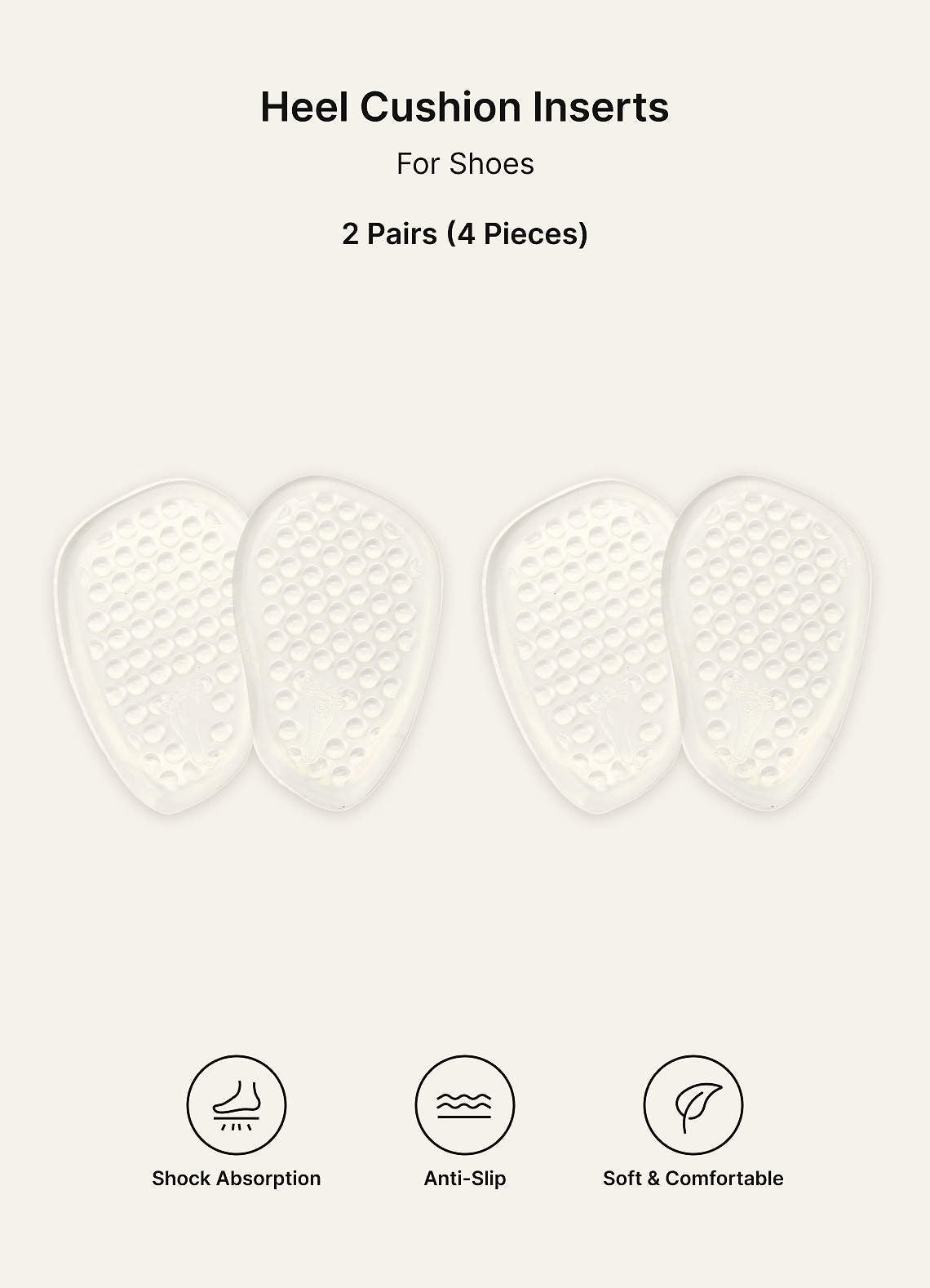2 Pairs Invisible Gel Foot Cushions — Clear — 图 1/4