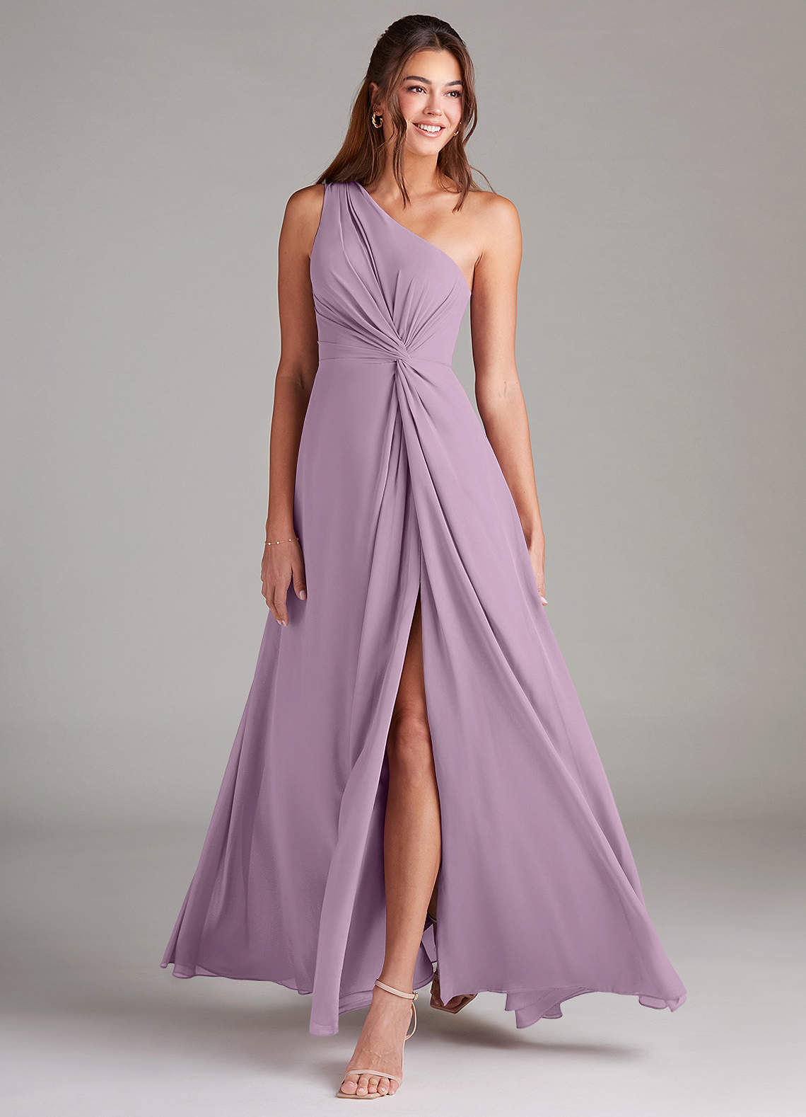 Brooke A-Line One-Shoulder Chiffon Bridesmaid Dress in Wisteria