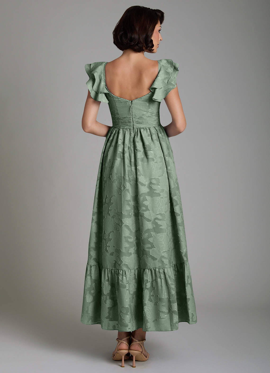 Anaya A-Line V-Neck Floral Burnout Bridesmaid Dress in Matcha