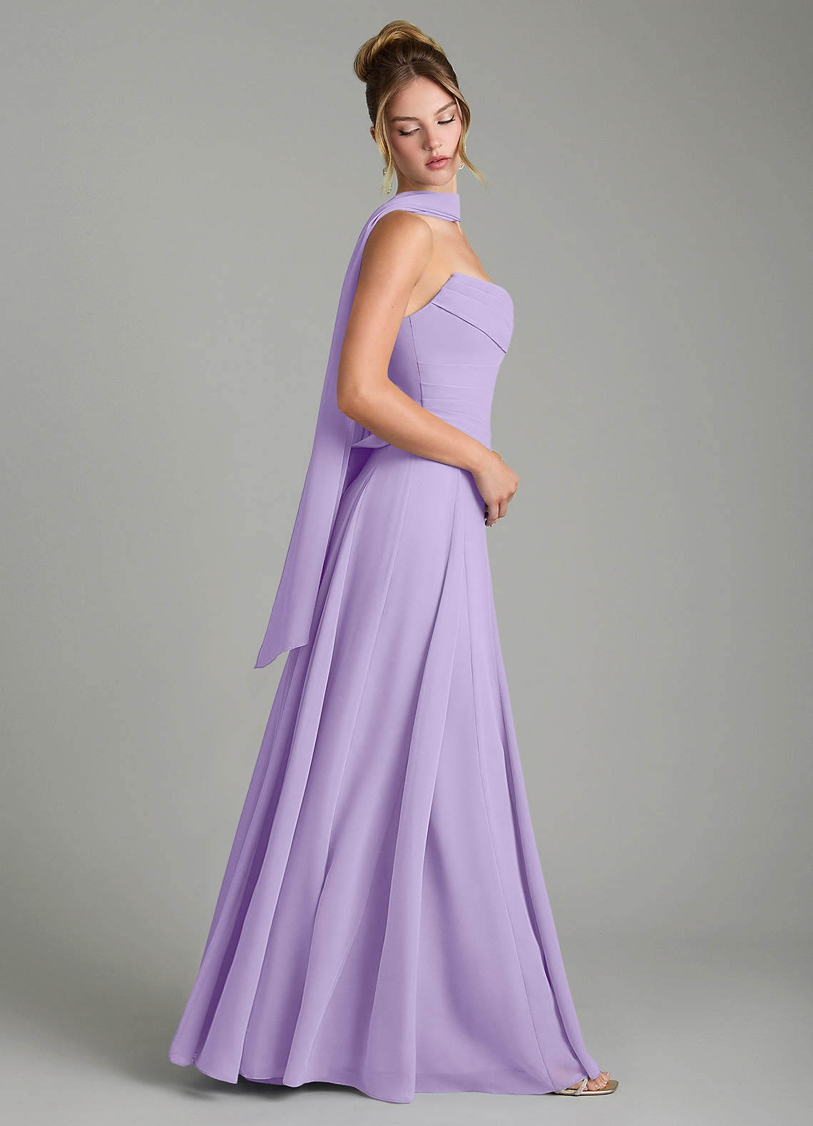 Gabriela A-Line Cowl-Neck Chiffon Bridesmaid Dress in Lilac