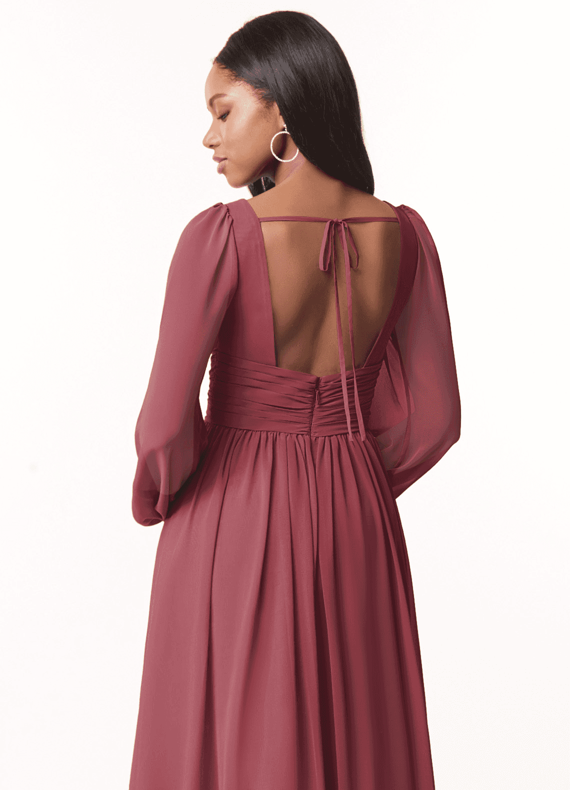 Norah A-Line V-Neck Chiffon Bridesmaid Dress in Merlot