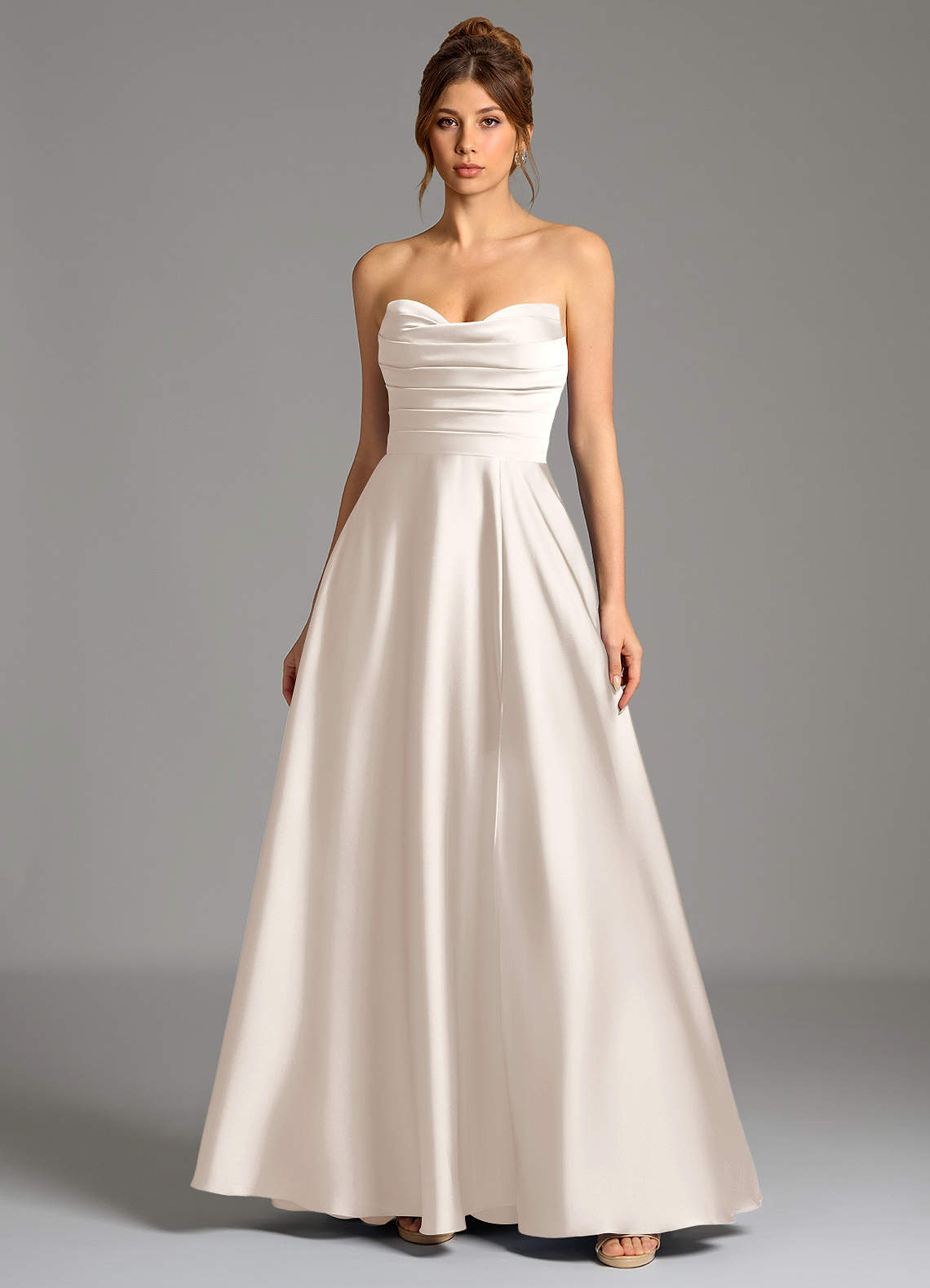 Ayla A-Line Sweetheart Stretch Satin Bridesmaid Dress in White Alabaster