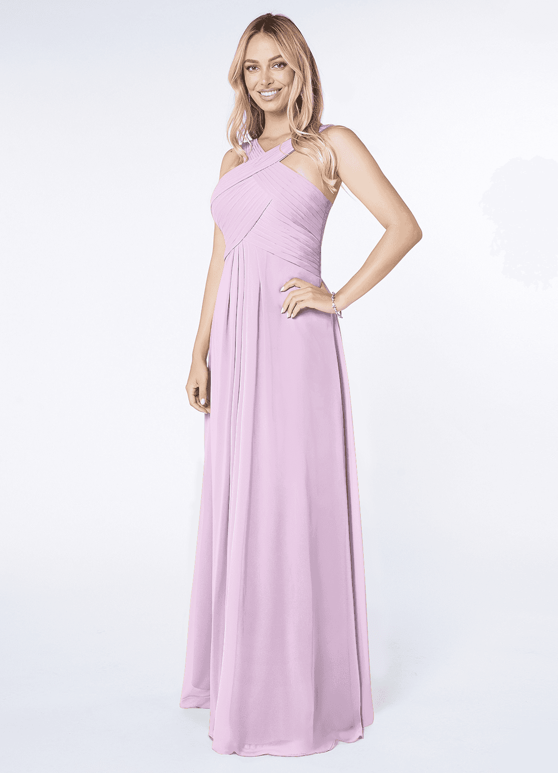 Kaleigh A-Line Halter Chiffon Bridesmaid Dress in Frosted Lilac