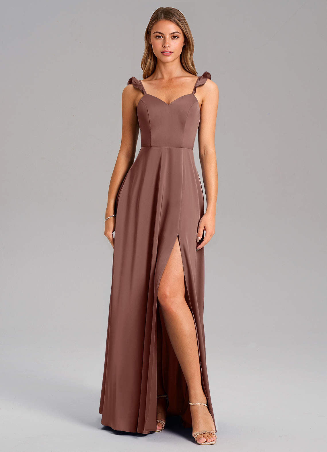 Everett A-Line V-Neck Chiffon Bridesmaid Dress in Espresso