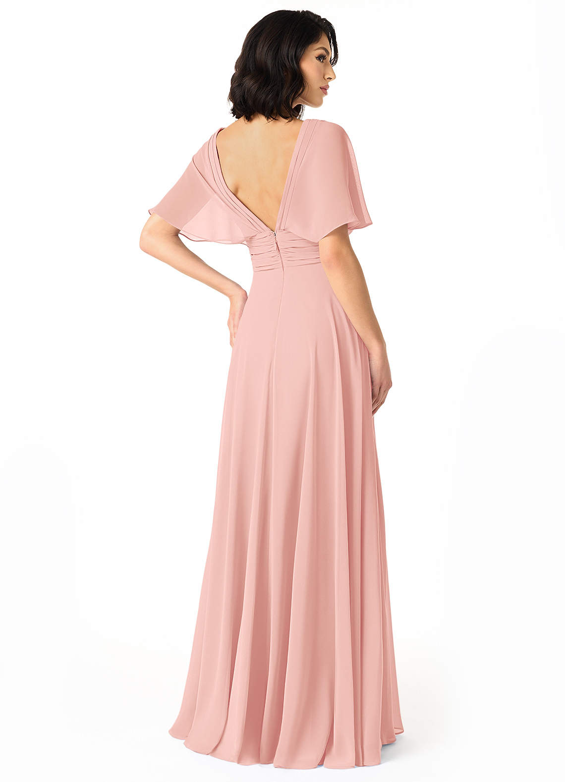Pamela A-Line V-Neck Chiffon Bridesmaid Dress in Rosette