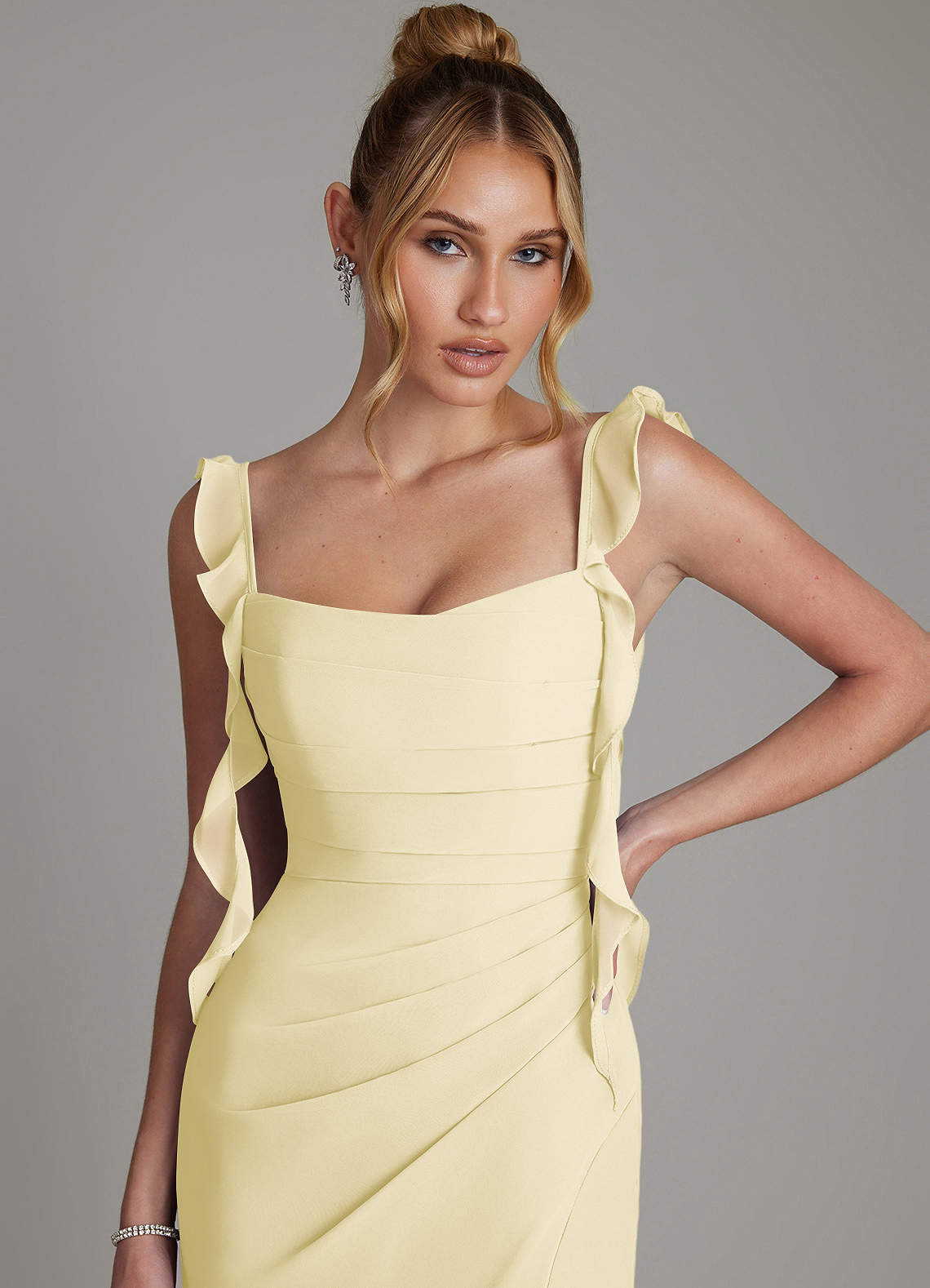 Jessamine Mermaid Sweetheart Chiffon Bridesmaid Dress in Lemon Sorbet