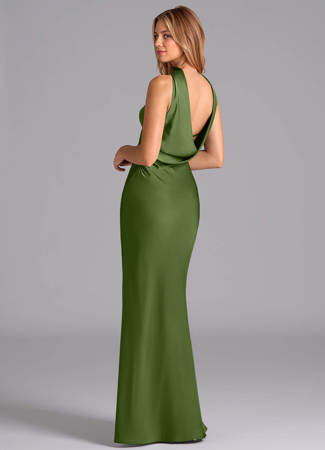 Lusinda Mermaid Strapless Stretch Satin Bridesmaid Dress in Juniper