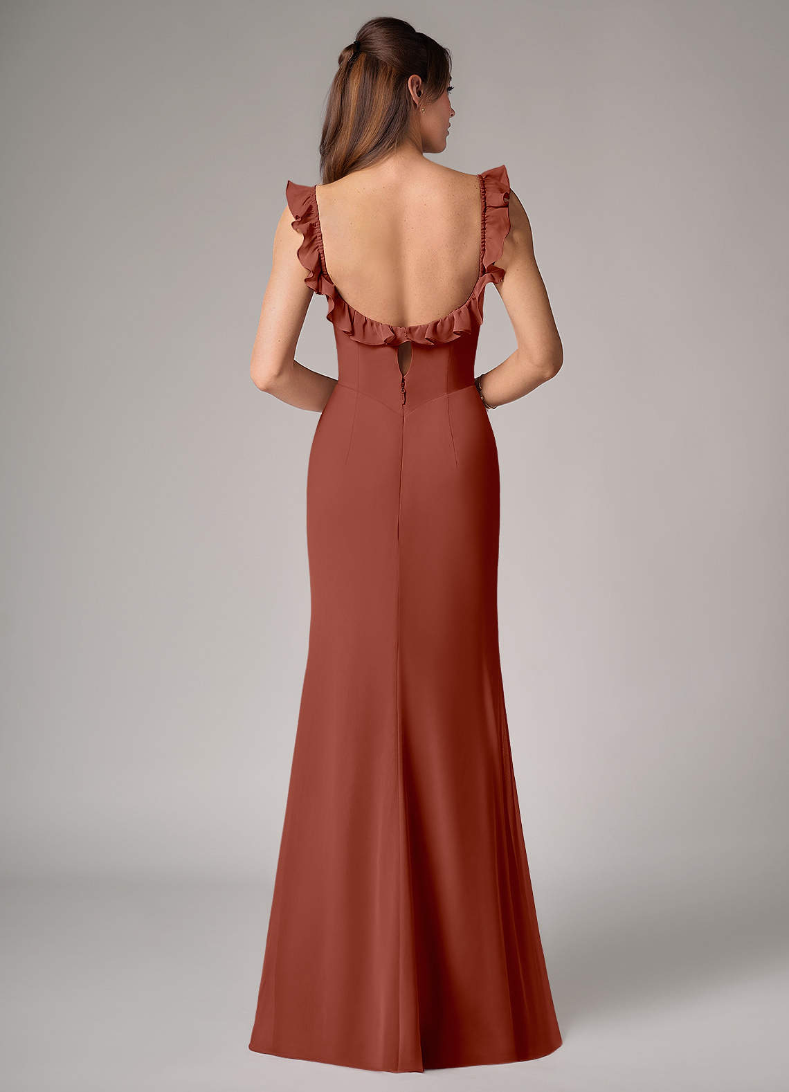 Callie Mermaid Scoop-Neck Chiffon Bridesmaid Dress in Auburn