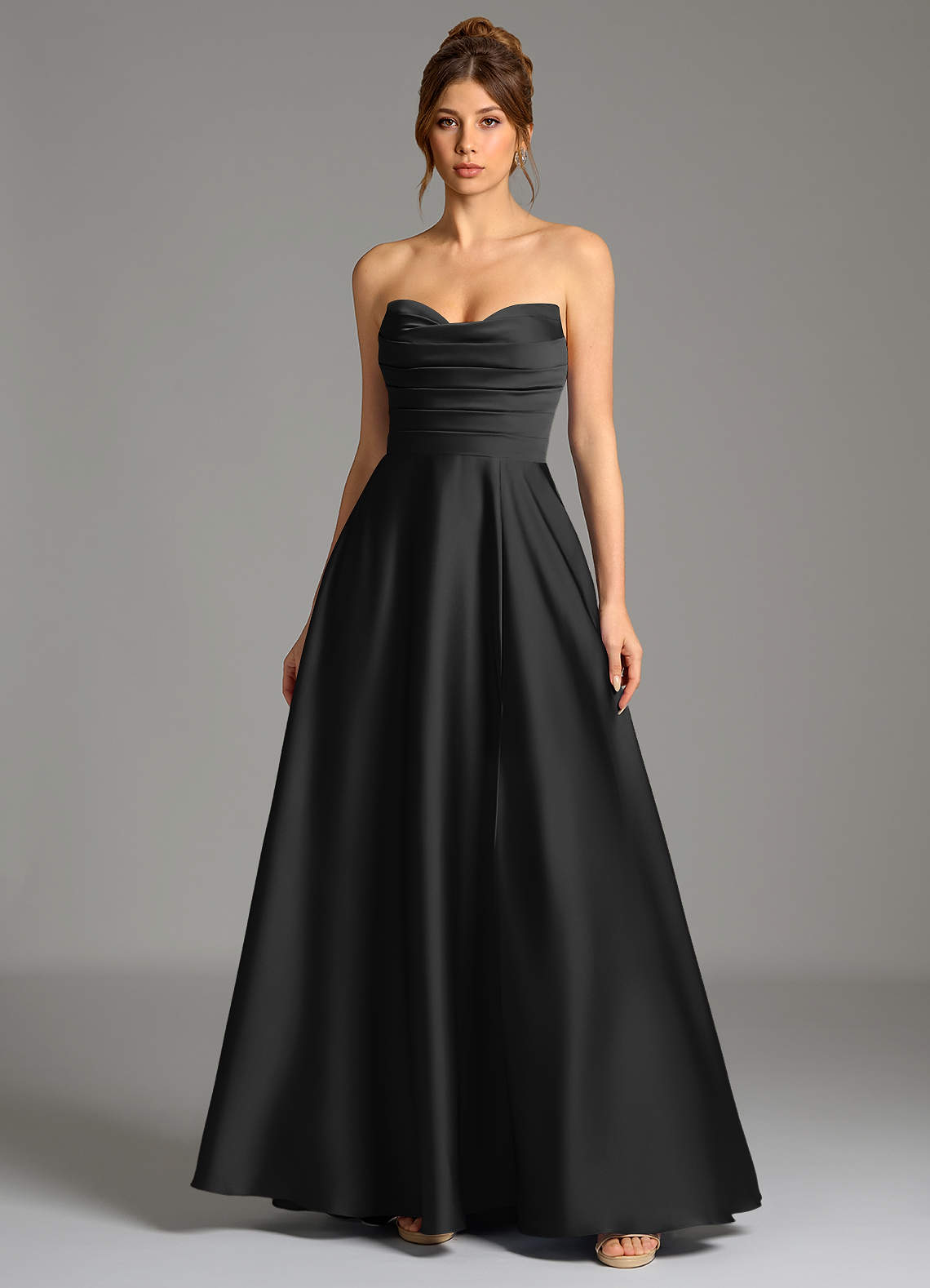 Ayla A-Line Sweetheart Stretch Satin Bridesmaid Dress in black