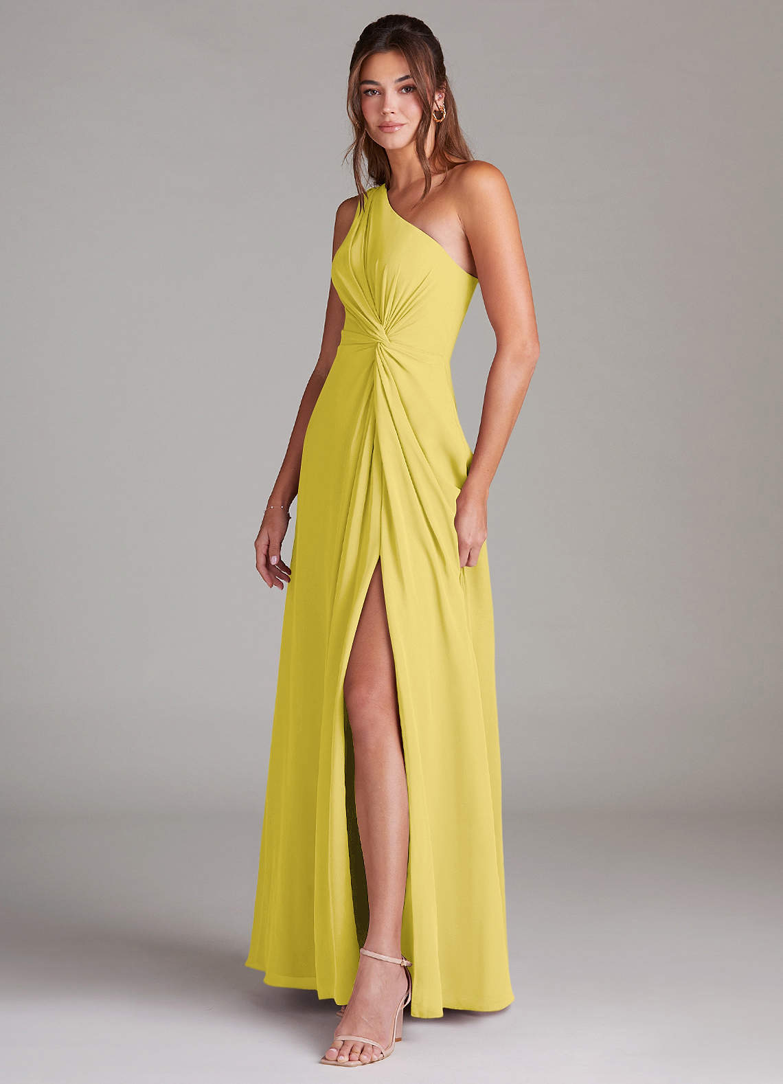 Brooke A-Line One-Shoulder Chiffon Bridesmaid Dress in Canary
