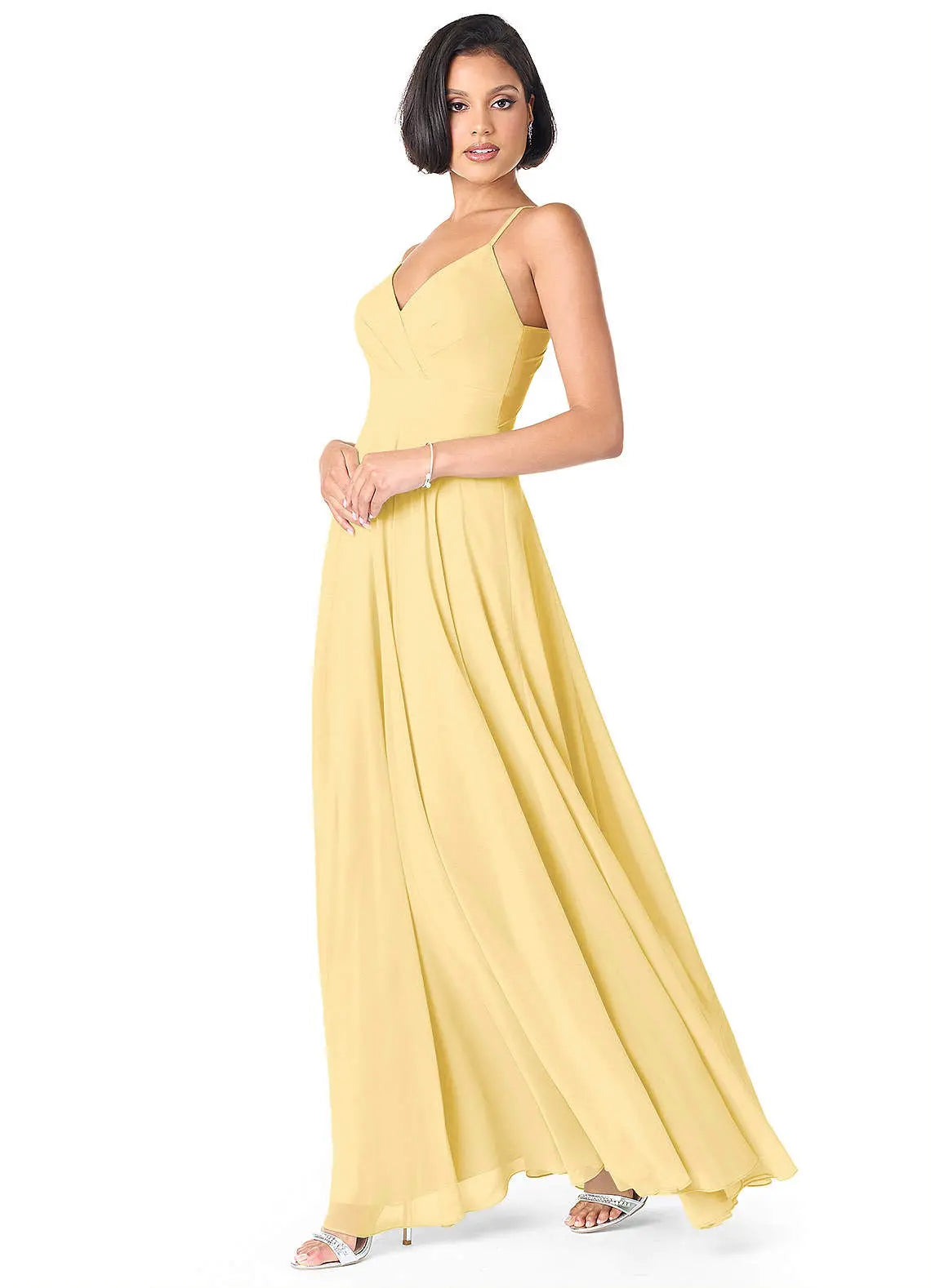 Avelina A-Line V-Neck Chiffon Bridesmaid Dress in Butter