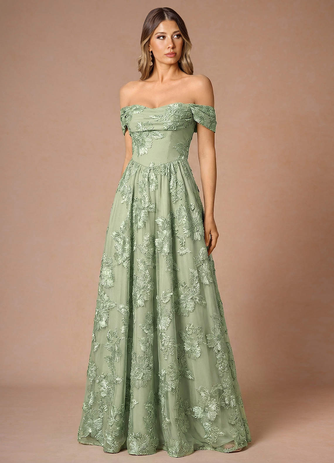 Hazel A-Line Cowl-Neck Floral Mesh Wedding Guest Dress in Burgundy