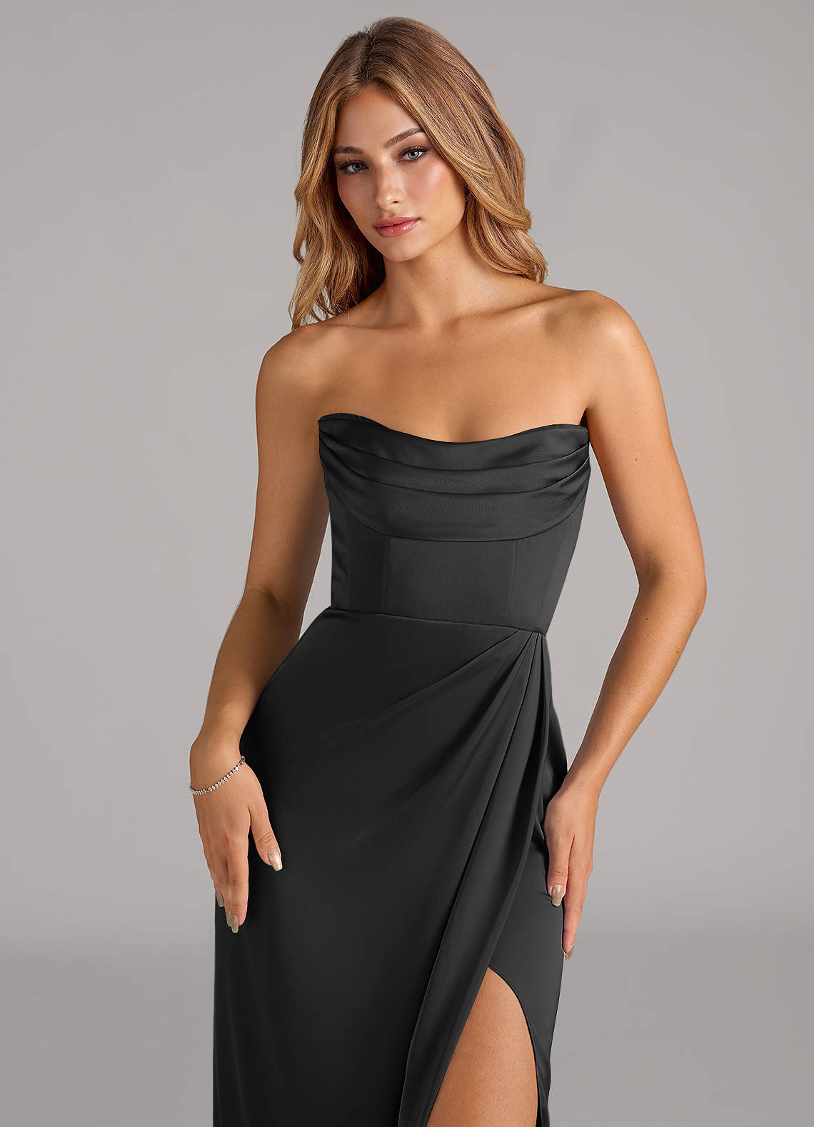 Johana Mermaid Off-the-Shoulder Stretch Satin Bridesmaid Dress