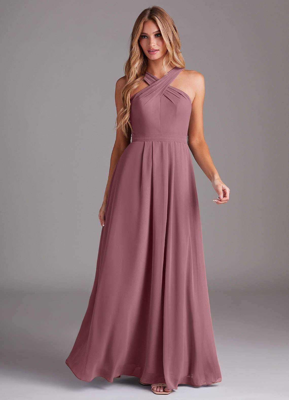 Dixie A-Line Halter Chiffon Bridesmaid Dress in Amethyst