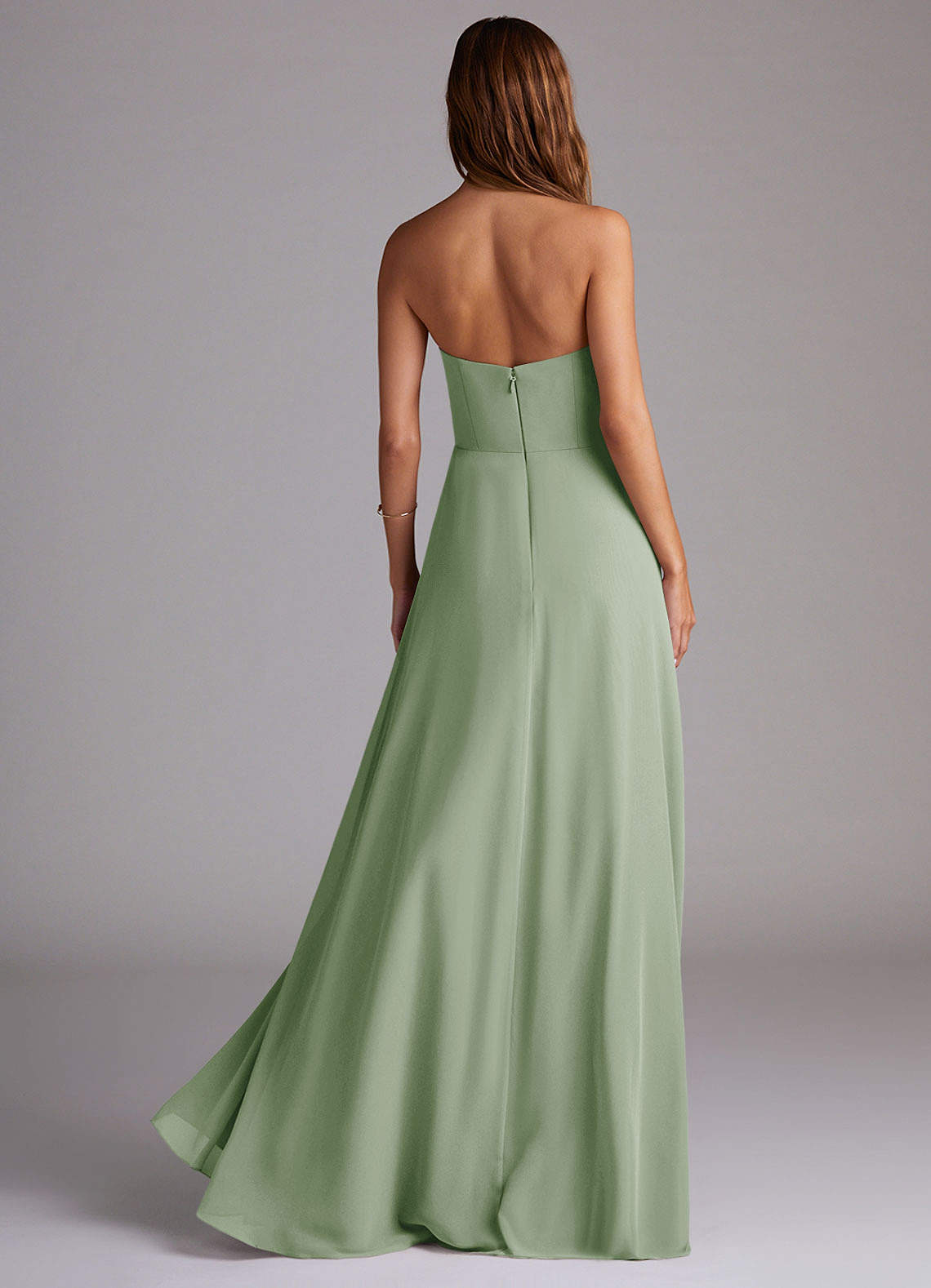 Wren A-Line Straight-Neck Chiffon Bridesmaid Dress in Dusty Sage