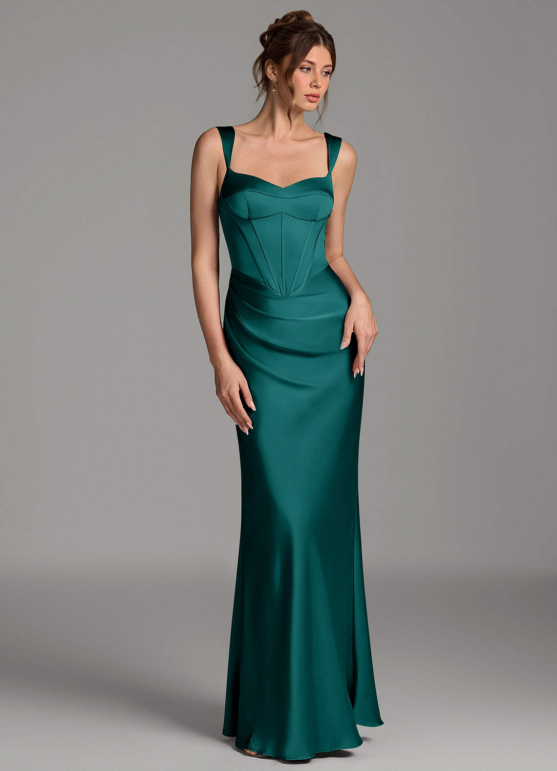 Mela Sheath Sweetheart Stretch Satin Bridesmaid Dress in Peacock