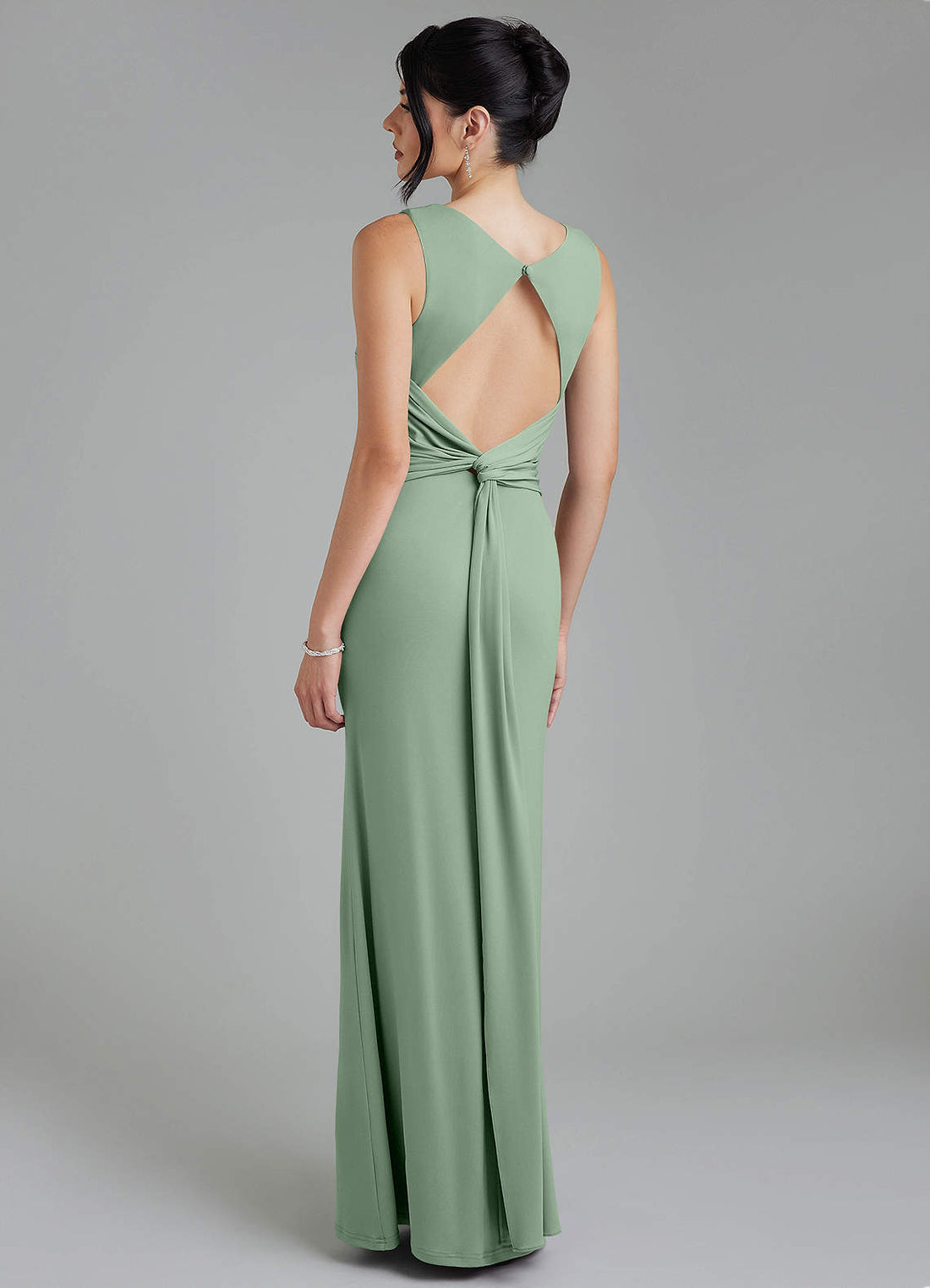 Ariel Mermaid Square-Neck Stretch Jersey Bridesmaid Dress in Emerald