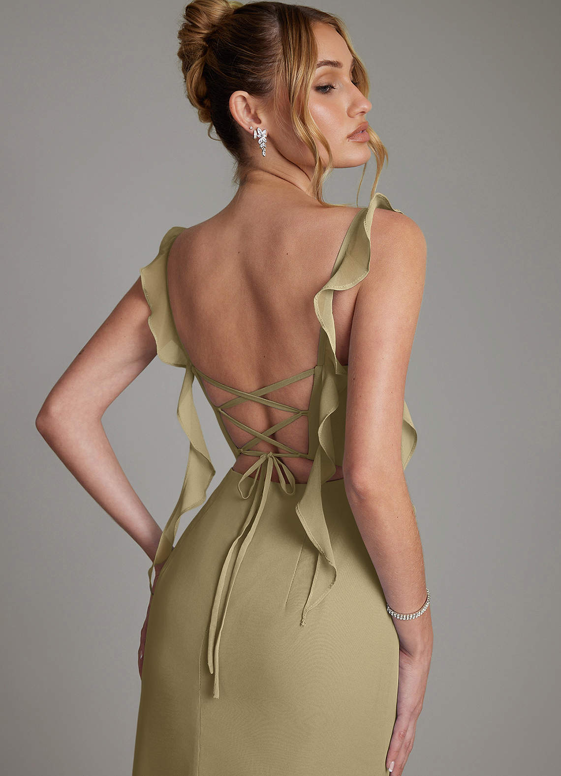 Jessamine Mermaid Sweetheart Chiffon Bridesmaid Dress in Moss Green