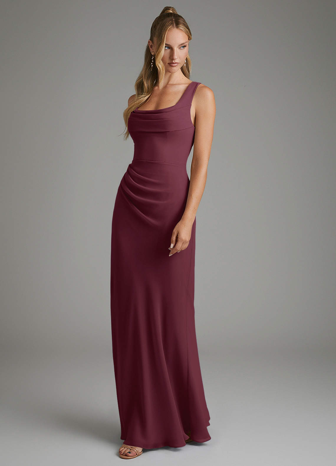 Asa Sheath Square-Neck Chiffon Bridesmaid Dress