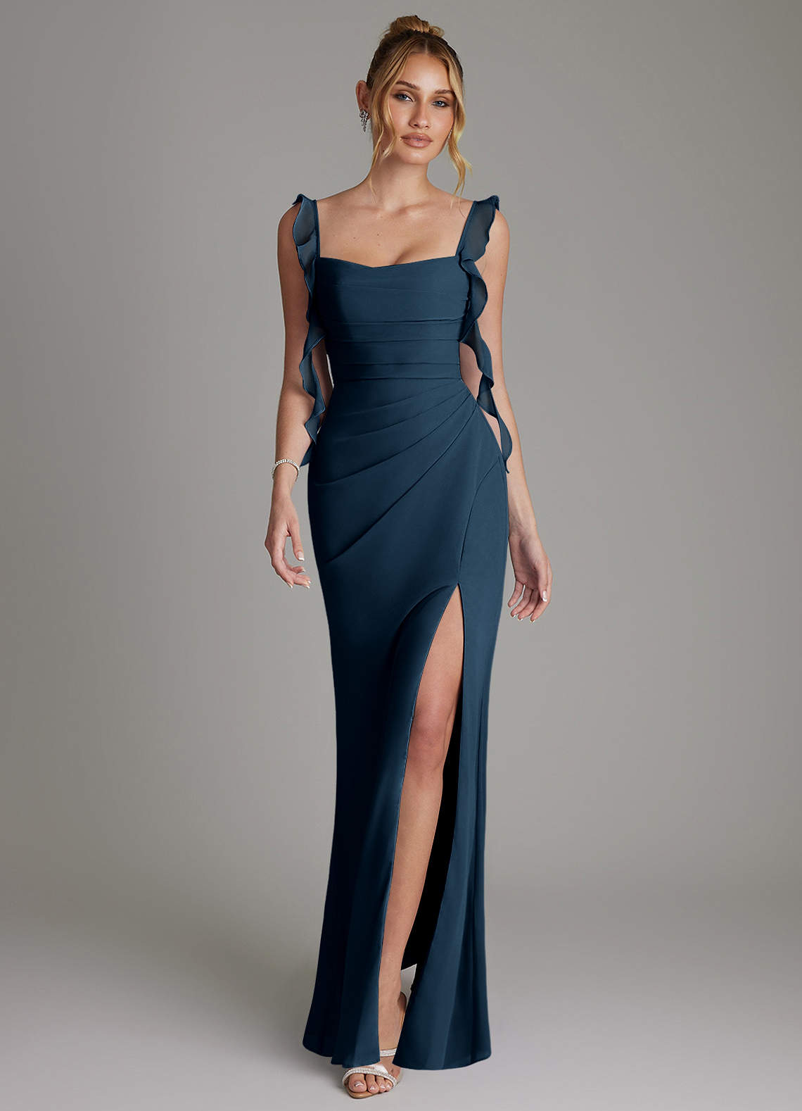 Jessamine Mermaid Sweetheart Chiffon Bridesmaid Dress in Dark Navy