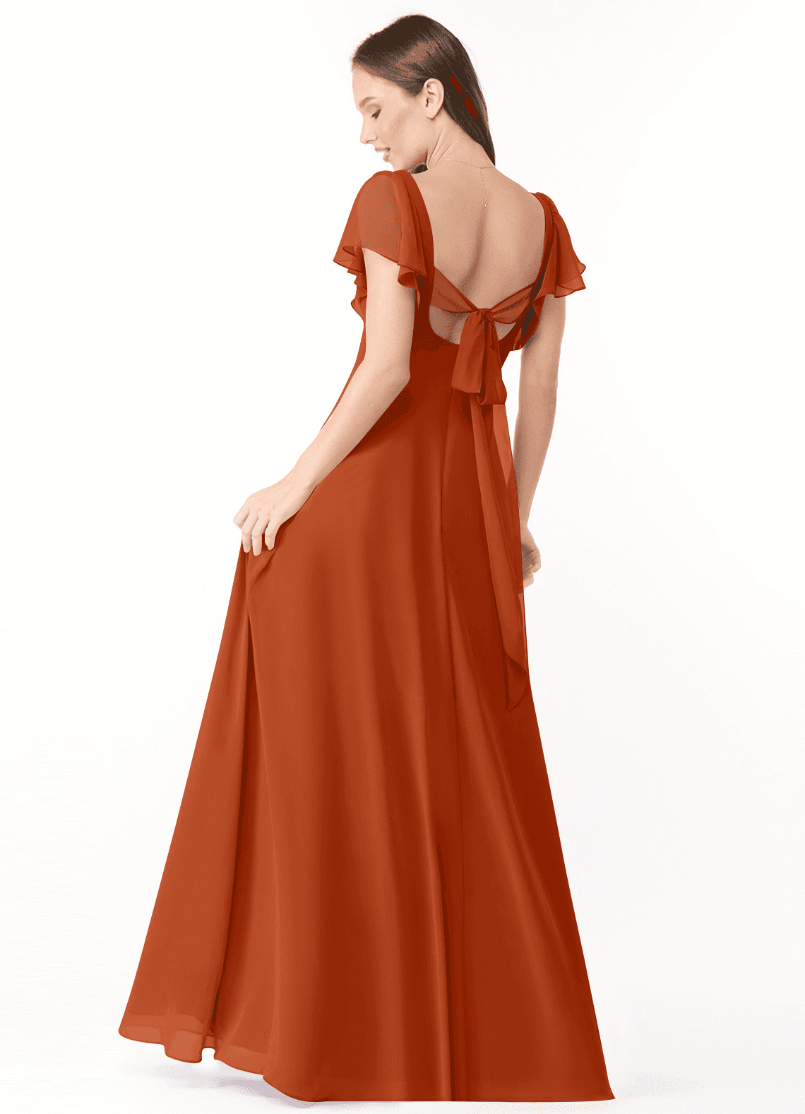 Syenna A-Line V-Neck Chiffon Bridesmaid Dress in Burnt Orange