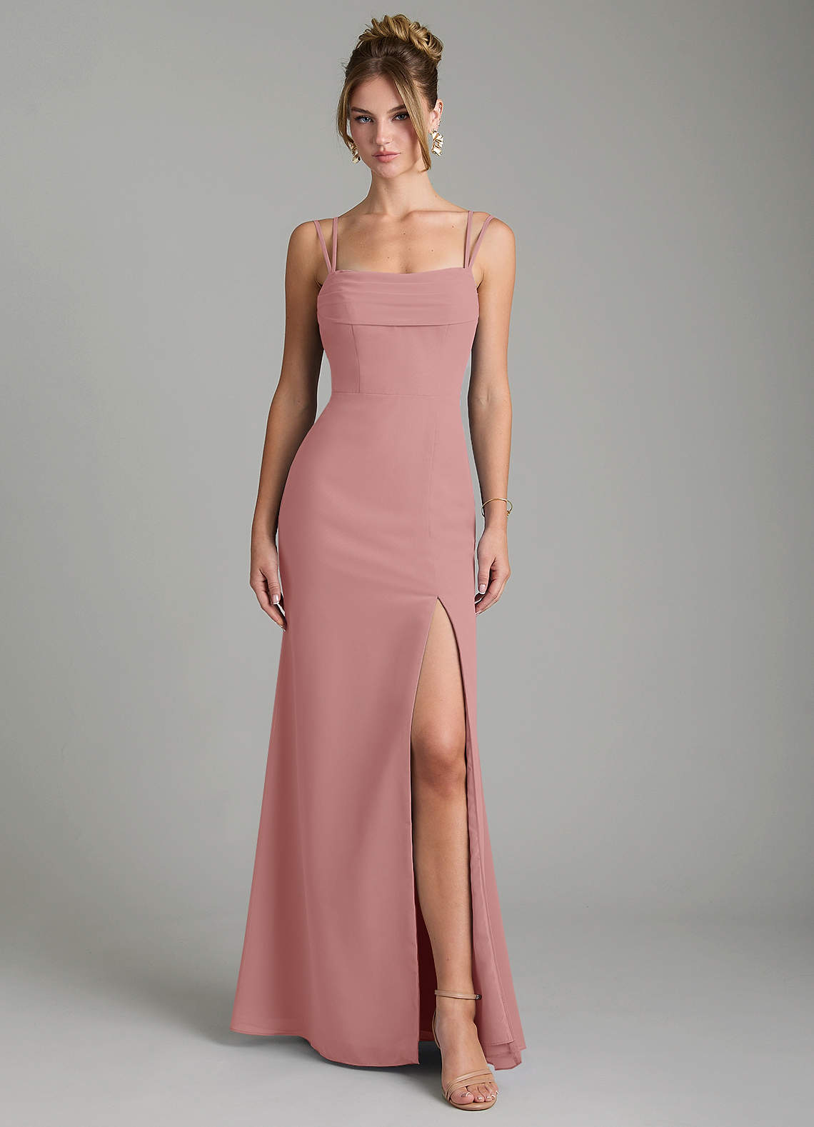 Egypt Sheath Sweetheart Chiffon Bridesmaid Dress in dusty rose