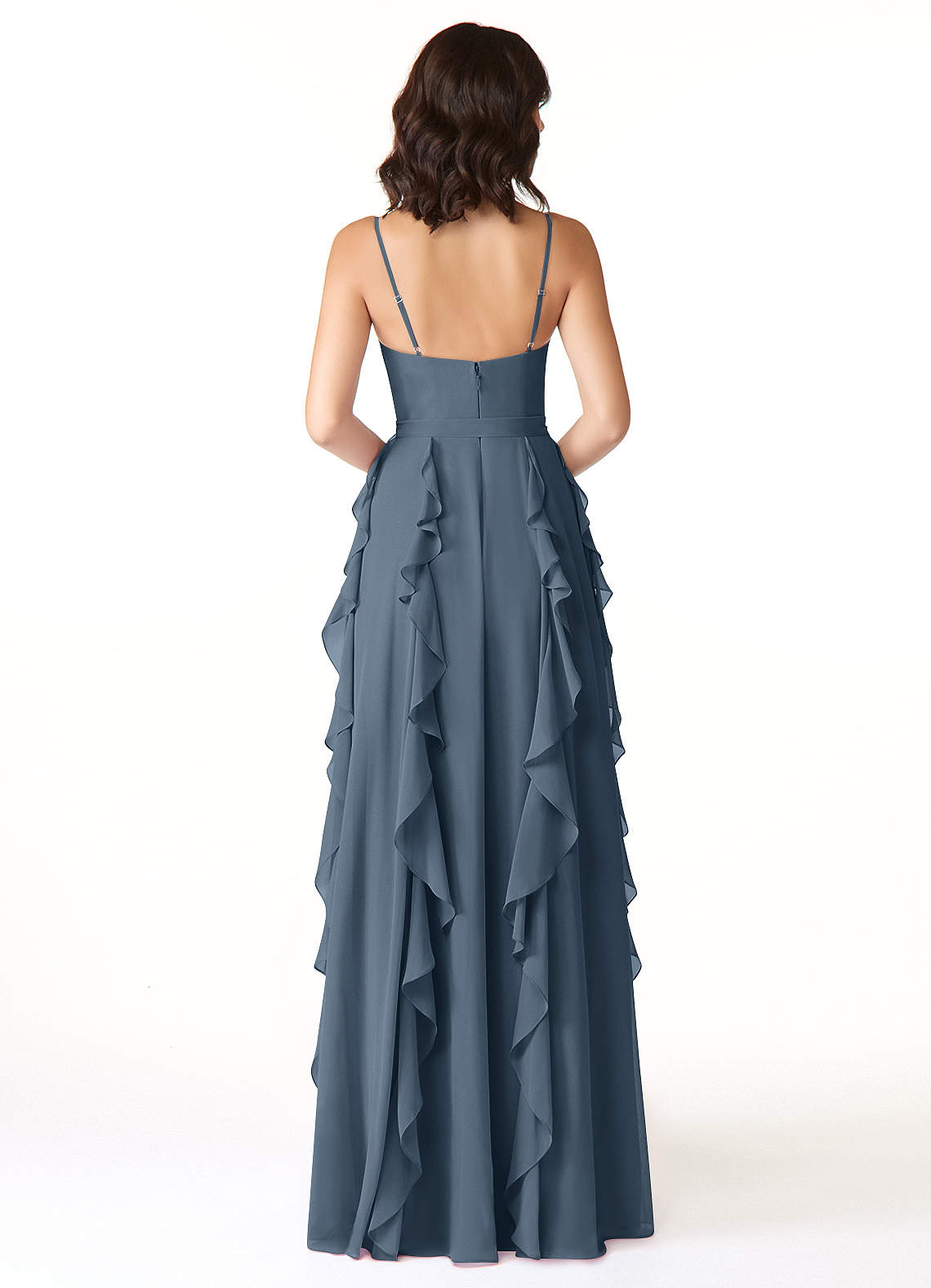 Peyton A-Line V-Neck Chiffon Bridesmaid Dress in Neptune