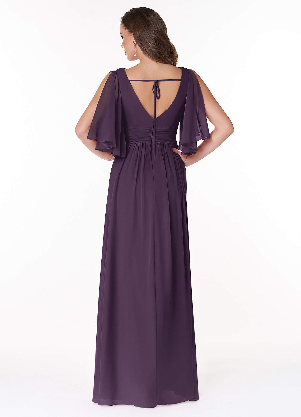 Temeka A-Line V-Neck Chiffon Bridesmaid Dress in Plum