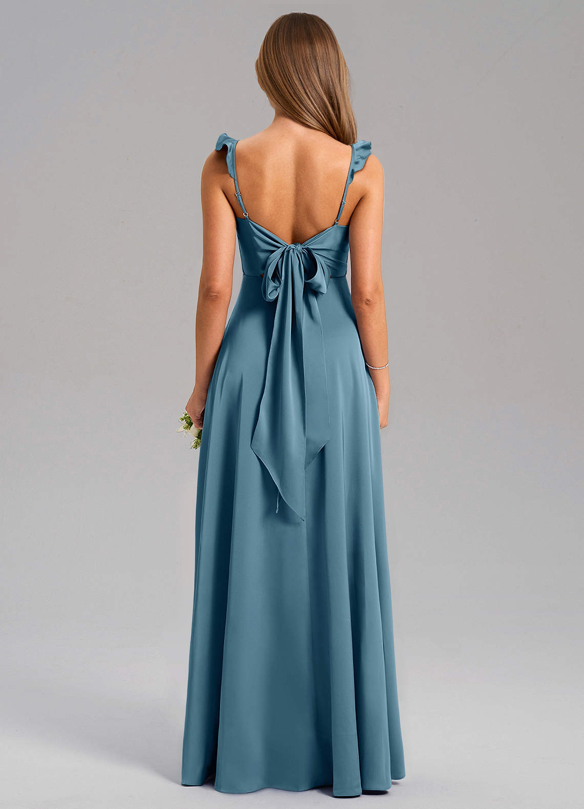Everett A-Line V-Neck Chiffon Bridesmaid Dress in Bermuda