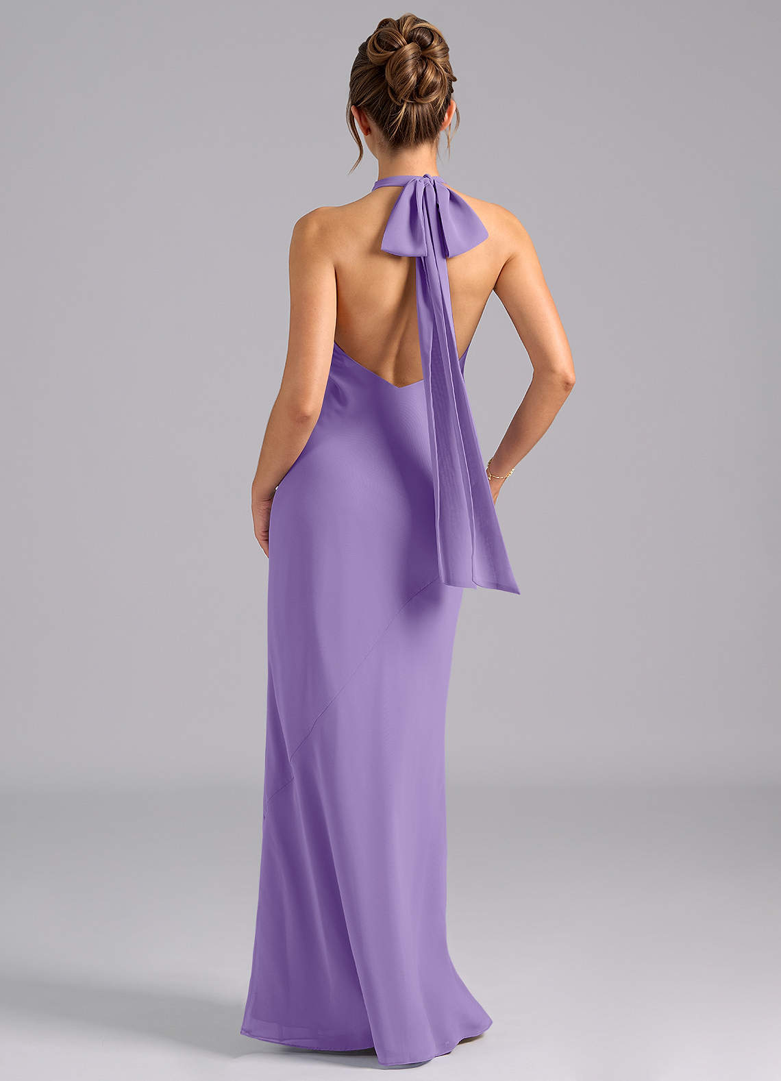 Velli Mermaid Halter Chiffon Bridesmaid Dress in Tahiti
