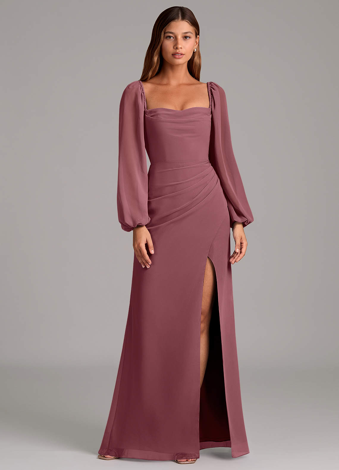 Brixley Mermaid Sweetheart Chiffon Bridesmaid Dress in Desert Rose