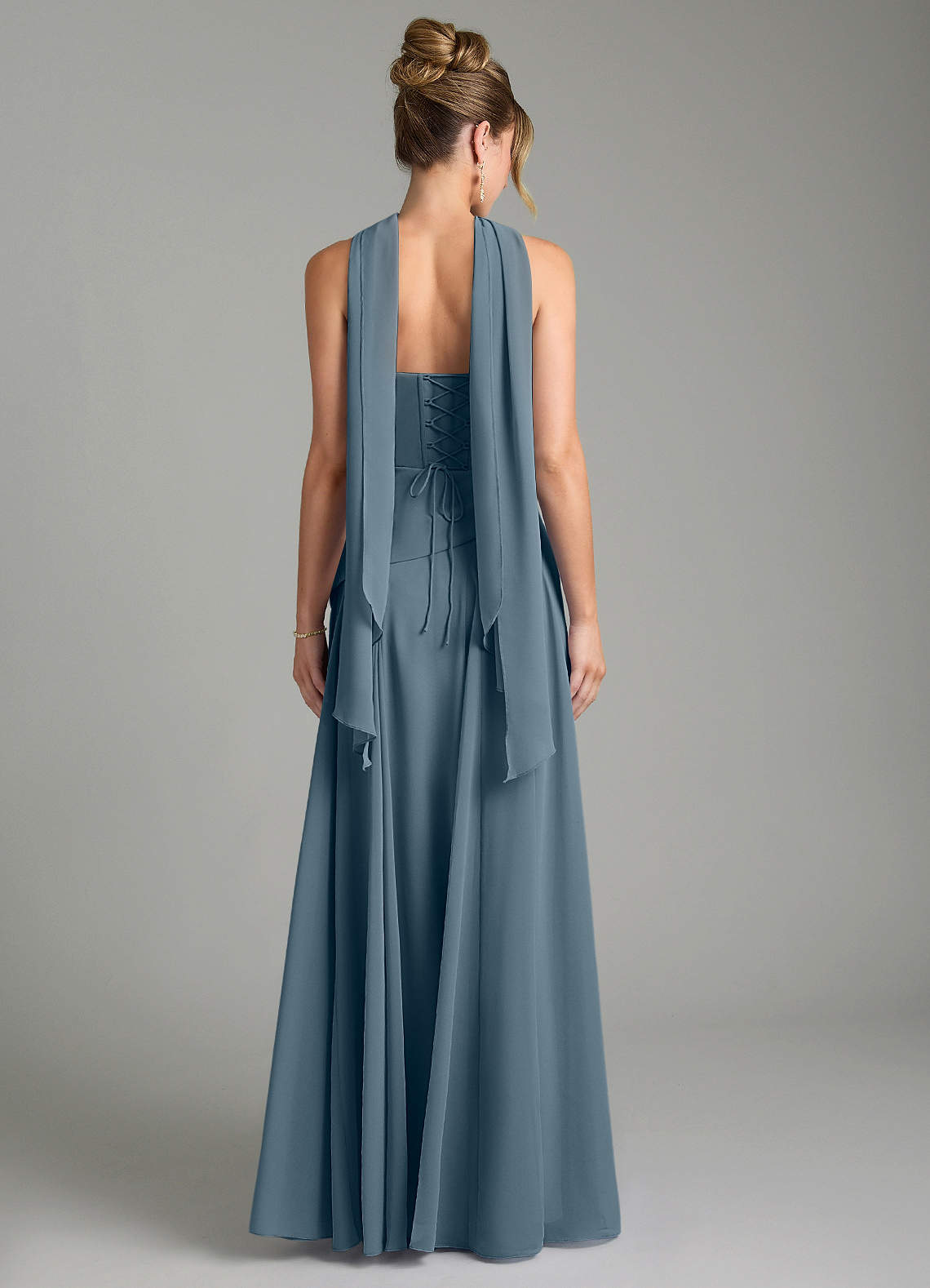 Gabriela A-Line Cowl-Neck Chiffon Bridesmaid Dress in Twilight