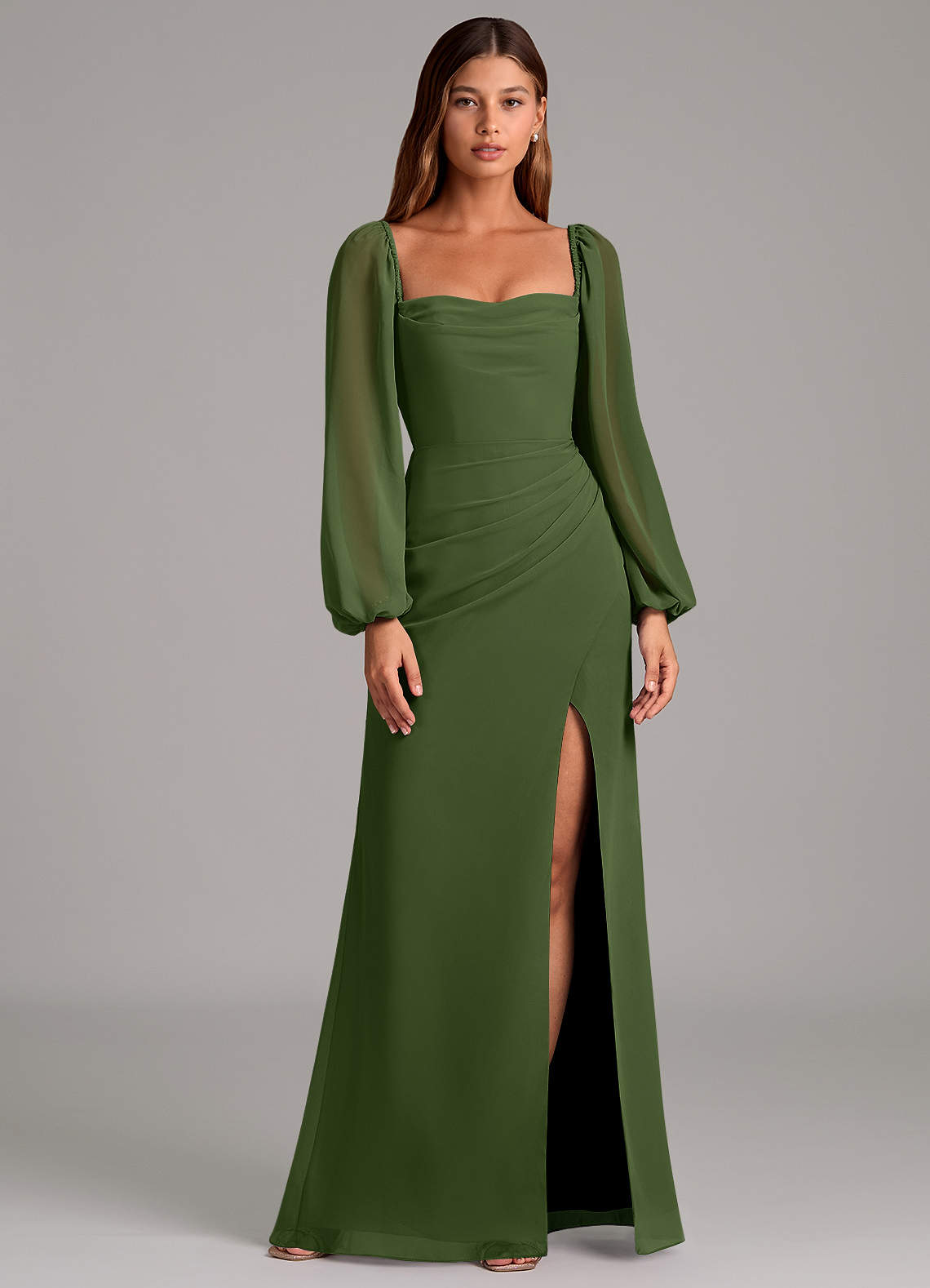 Brixley Mermaid Sweetheart Chiffon Bridesmaid Dress in Olive