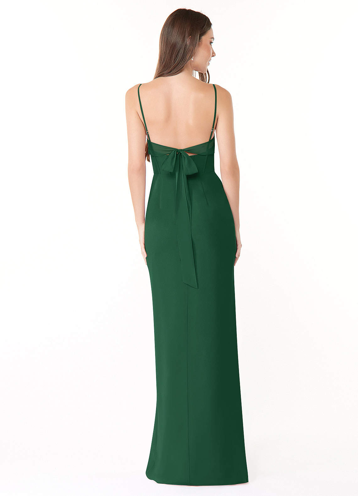 Mai Sheath Cowl-Neck Chiffon Bridesmaid Dress in Dark Green