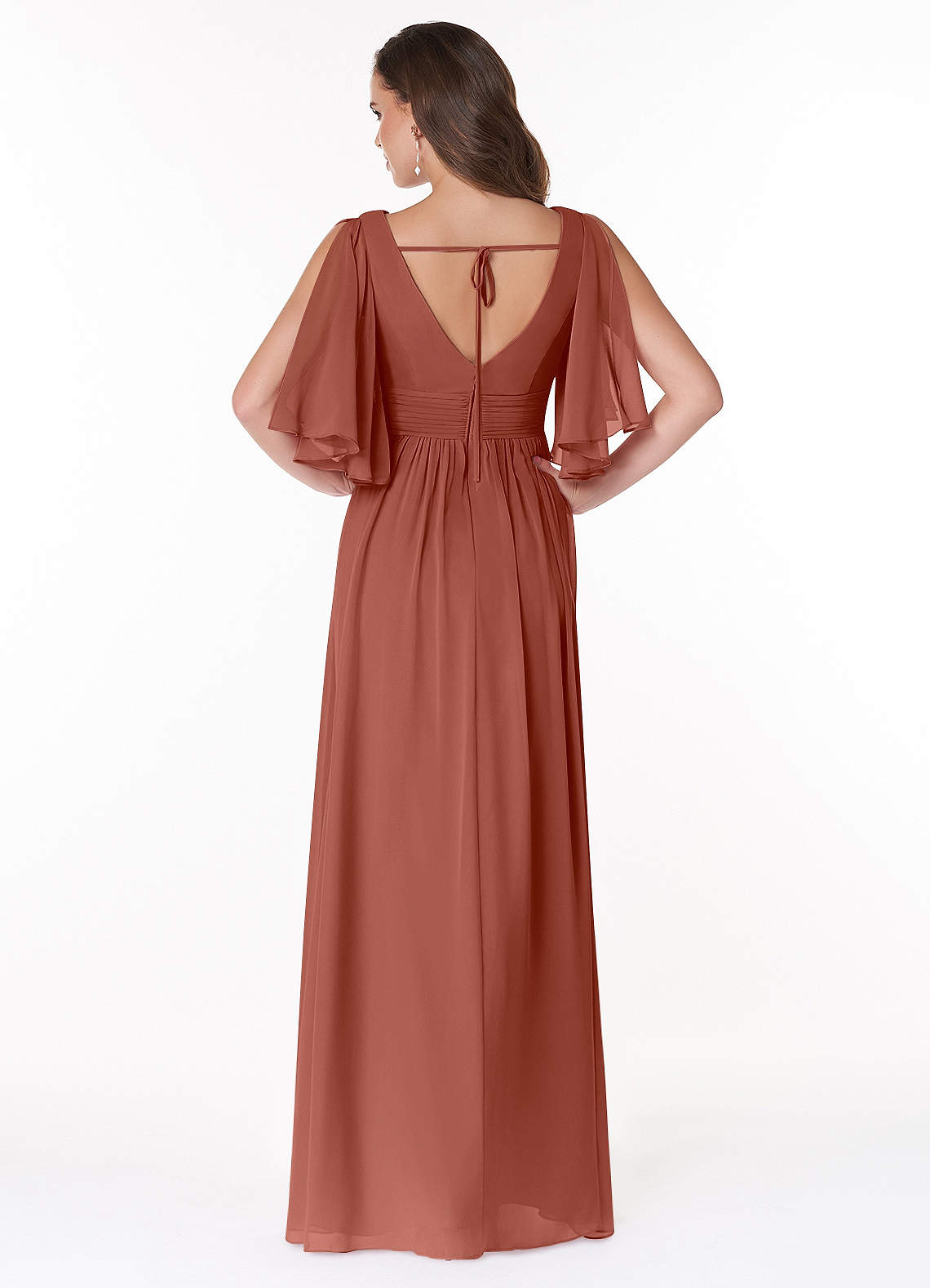 Temeka A-Line V-Neck Chiffon Bridesmaid Dress in Auburn
