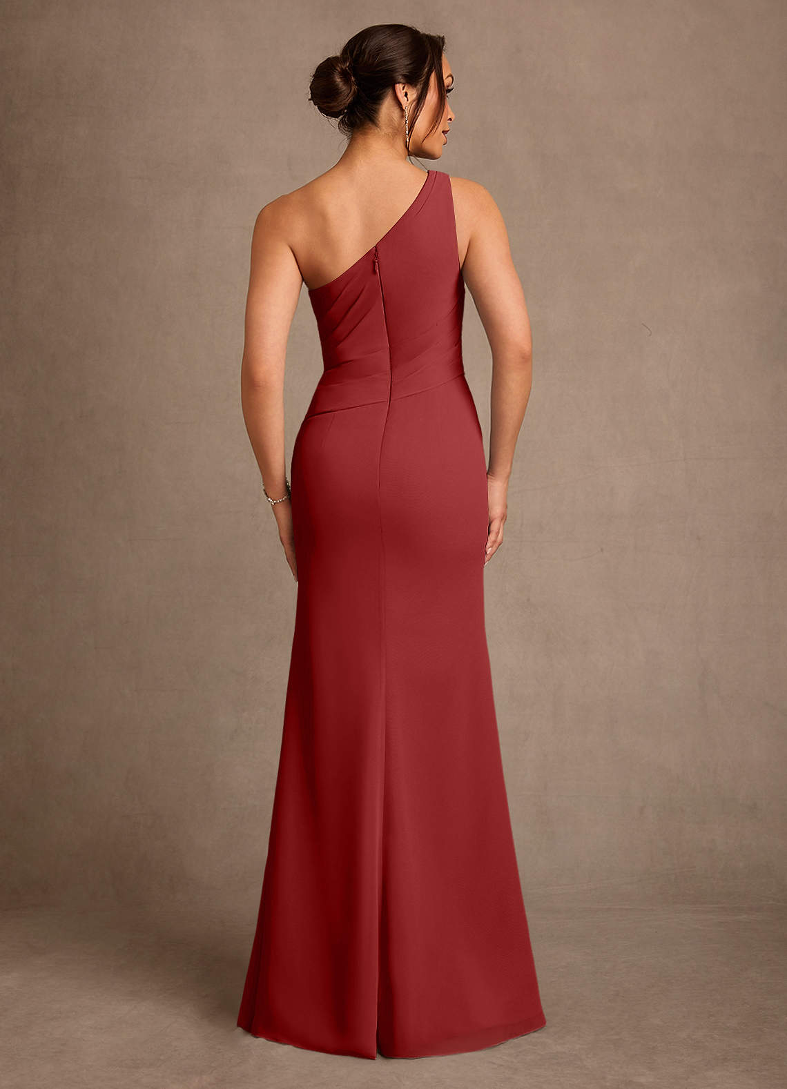 Floy Sheath One-Shoulder Chiffon Mother of the Bride Dress in Rust