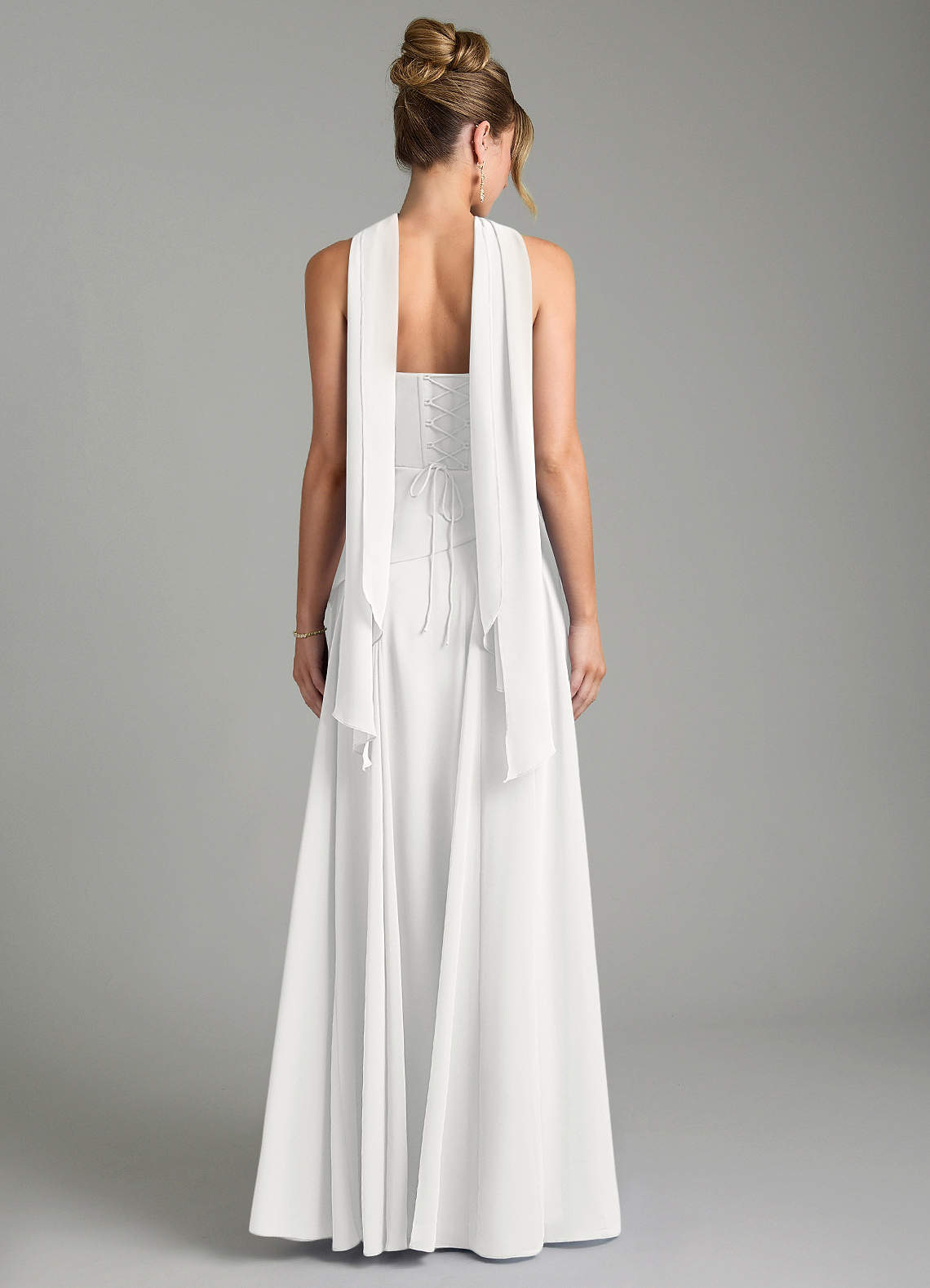 Gabriela A-Line Cowl-Neck Chiffon Bridesmaid Dress in white