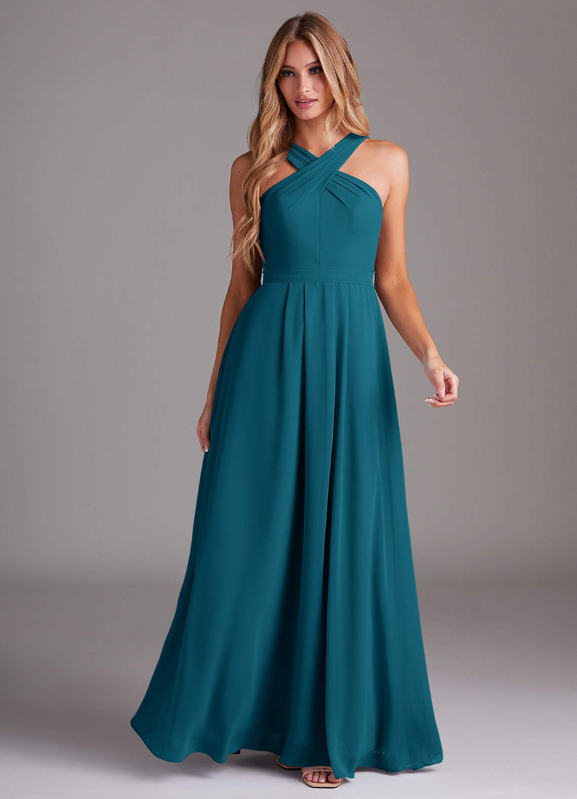Dixie A-Line Halter Chiffon Bridesmaid Dress in Ink Blue