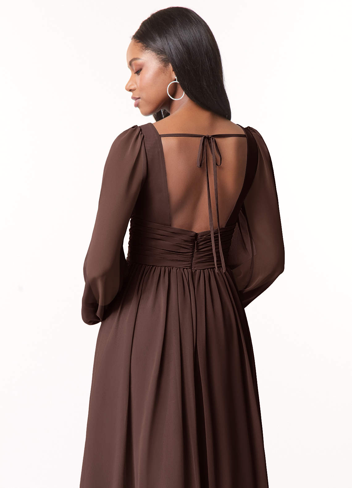 Norah A-Line V-Neck Chiffon Bridesmaid Dress in Ganache