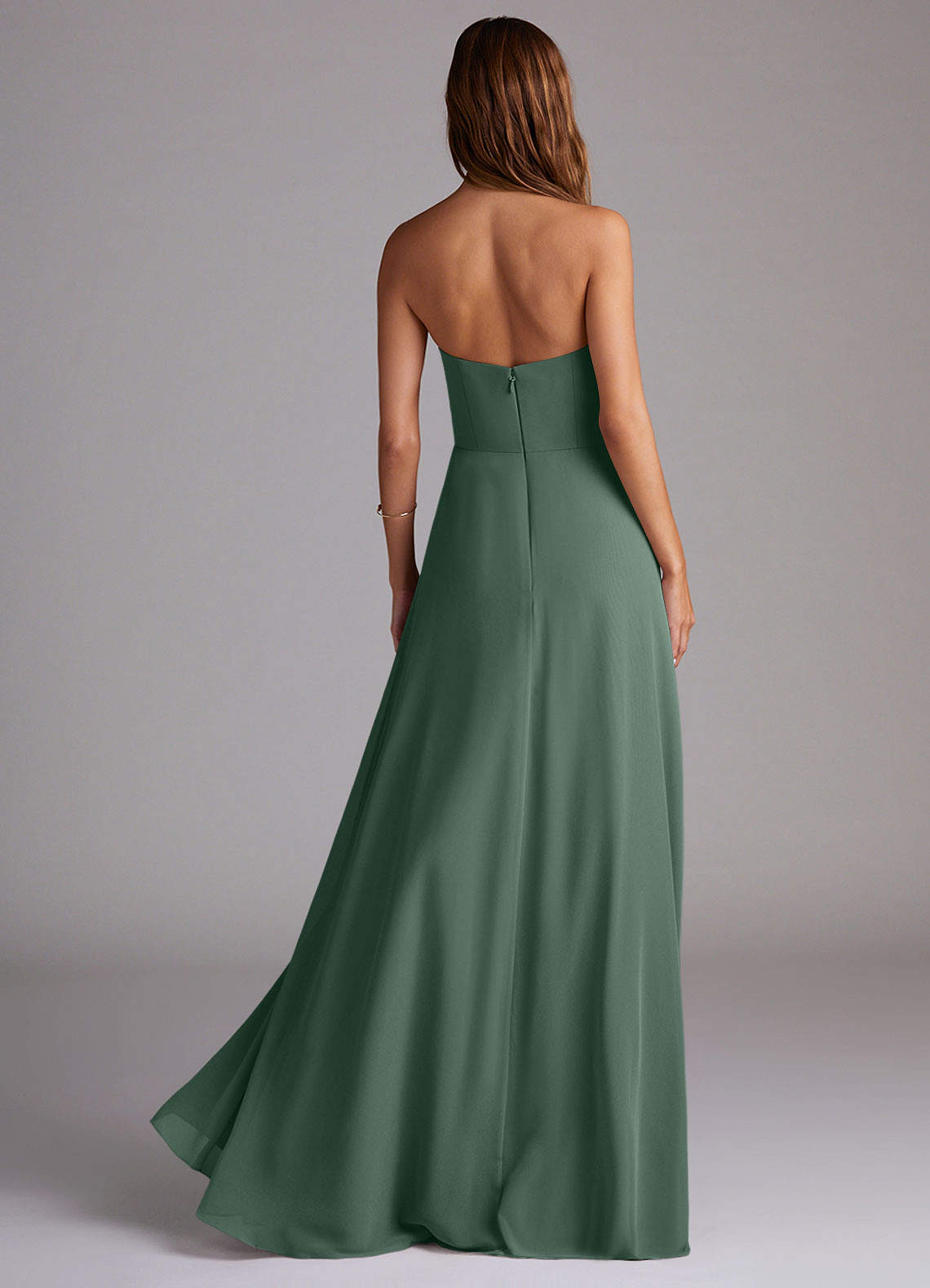 Wren A-Line Straight-Neck Chiffon Bridesmaid Dress in Eucalyptus