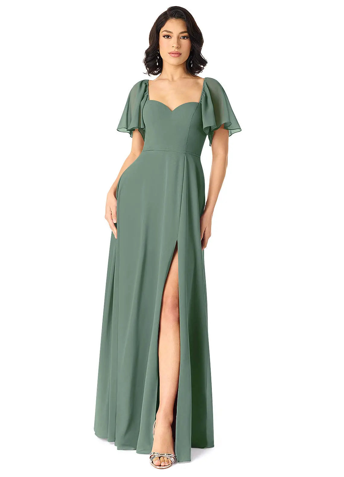 Chloe A-Line Sweetheart Chiffon Bridesmaid Dress in Eucalyptus