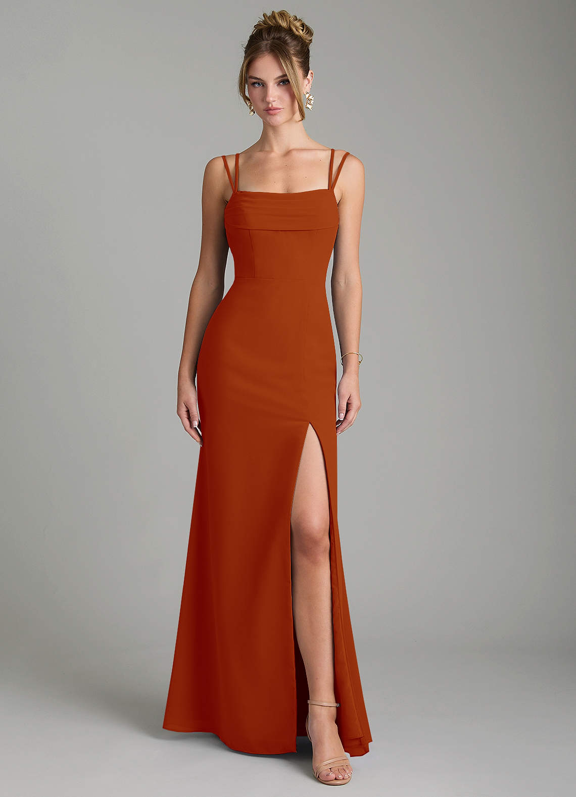 Egypt Sheath Sweetheart Chiffon Bridesmaid Dress in Paprika