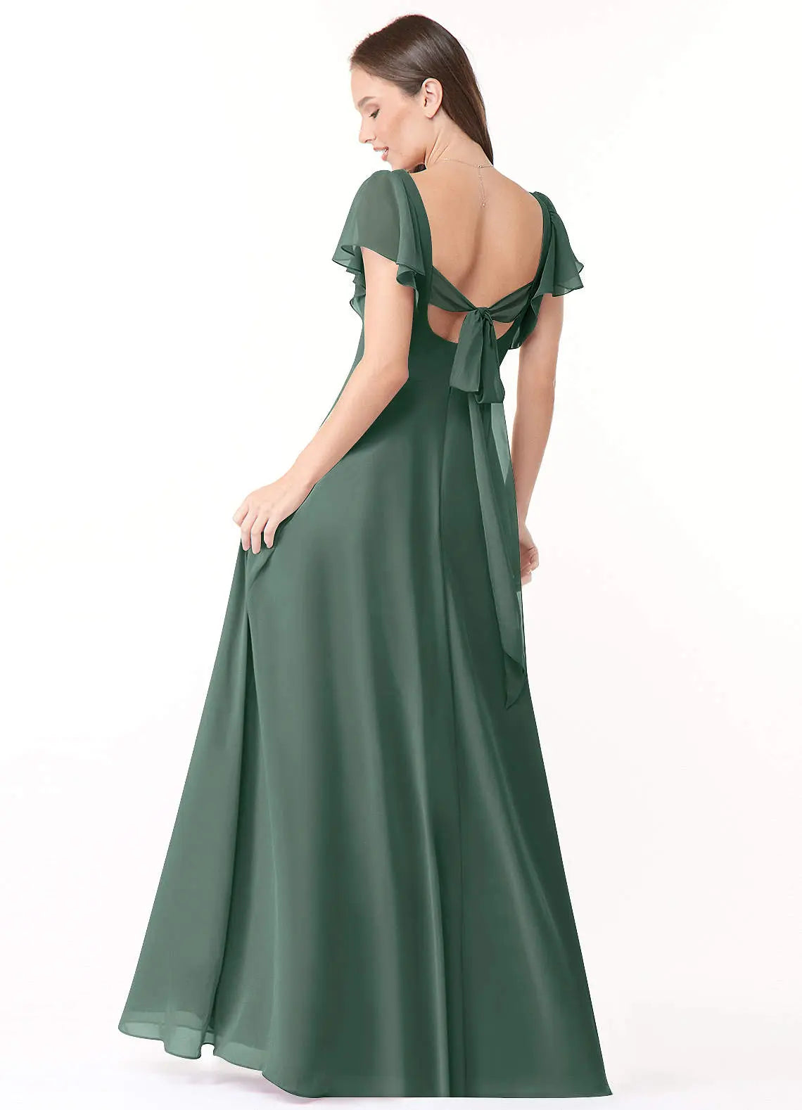 Syenna A-Line V-Neck Chiffon Bridesmaid Dress in Sea Moss