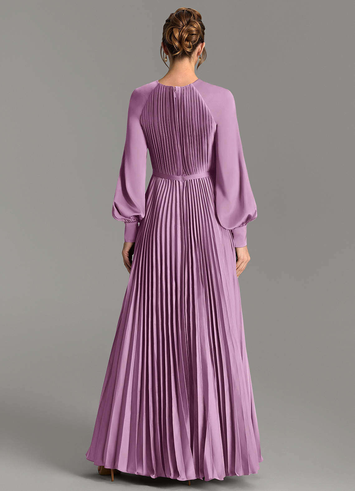 Grayson A-Line Scoop-Neck Stretch Satin Bridesmaid Dress in Wisteria