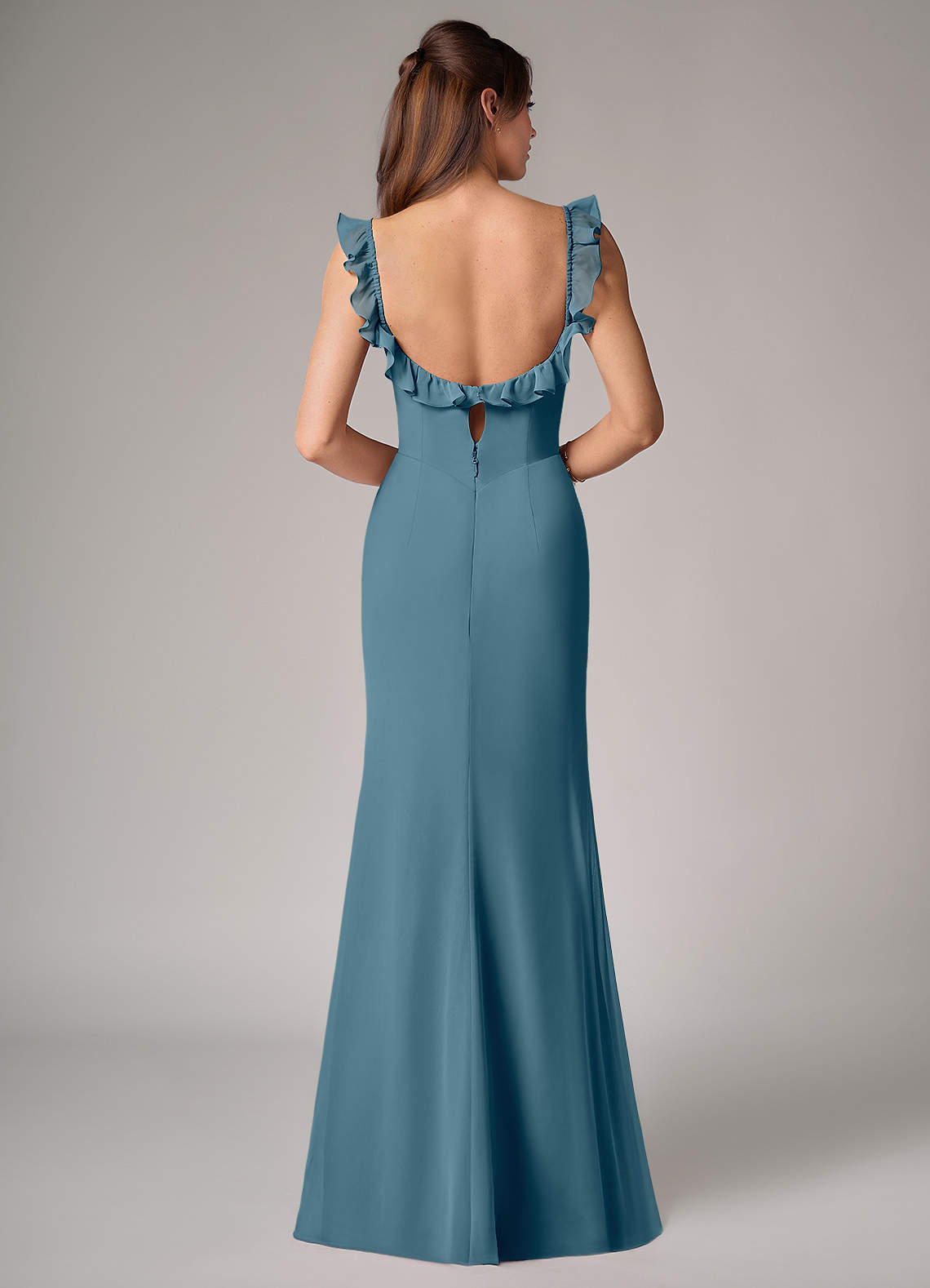 Callie Mermaid Scoop-Neck Chiffon Bridesmaid Dress in Bermuda