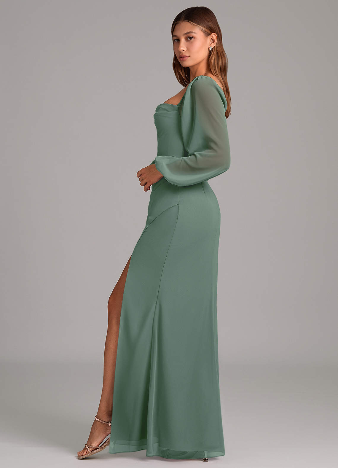 Brixley Mermaid Sweetheart Chiffon Bridesmaid Dress in Eucalyptus